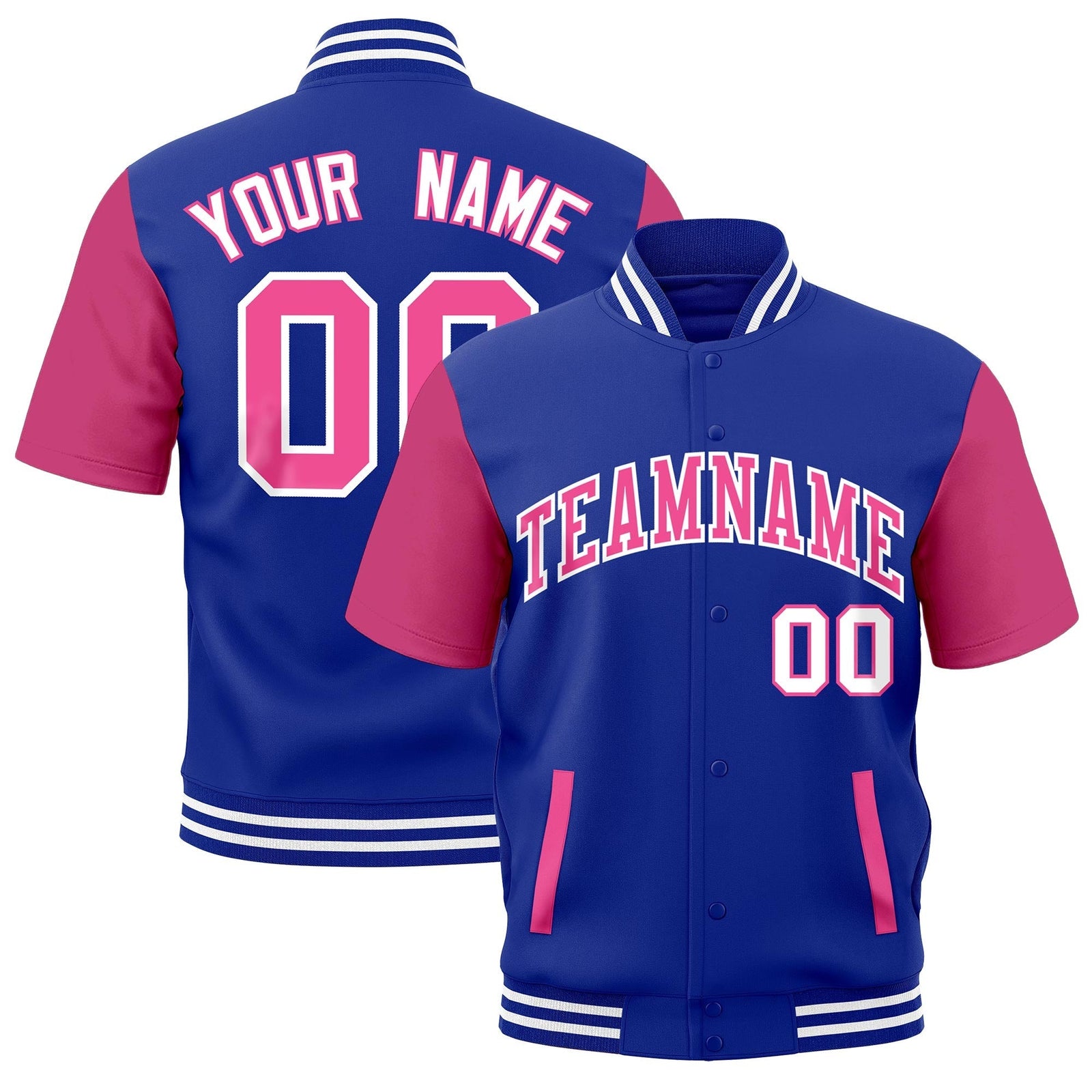 Custom Royal Blue White Full-Snap Classic Style Jacket| KXKSHOP
