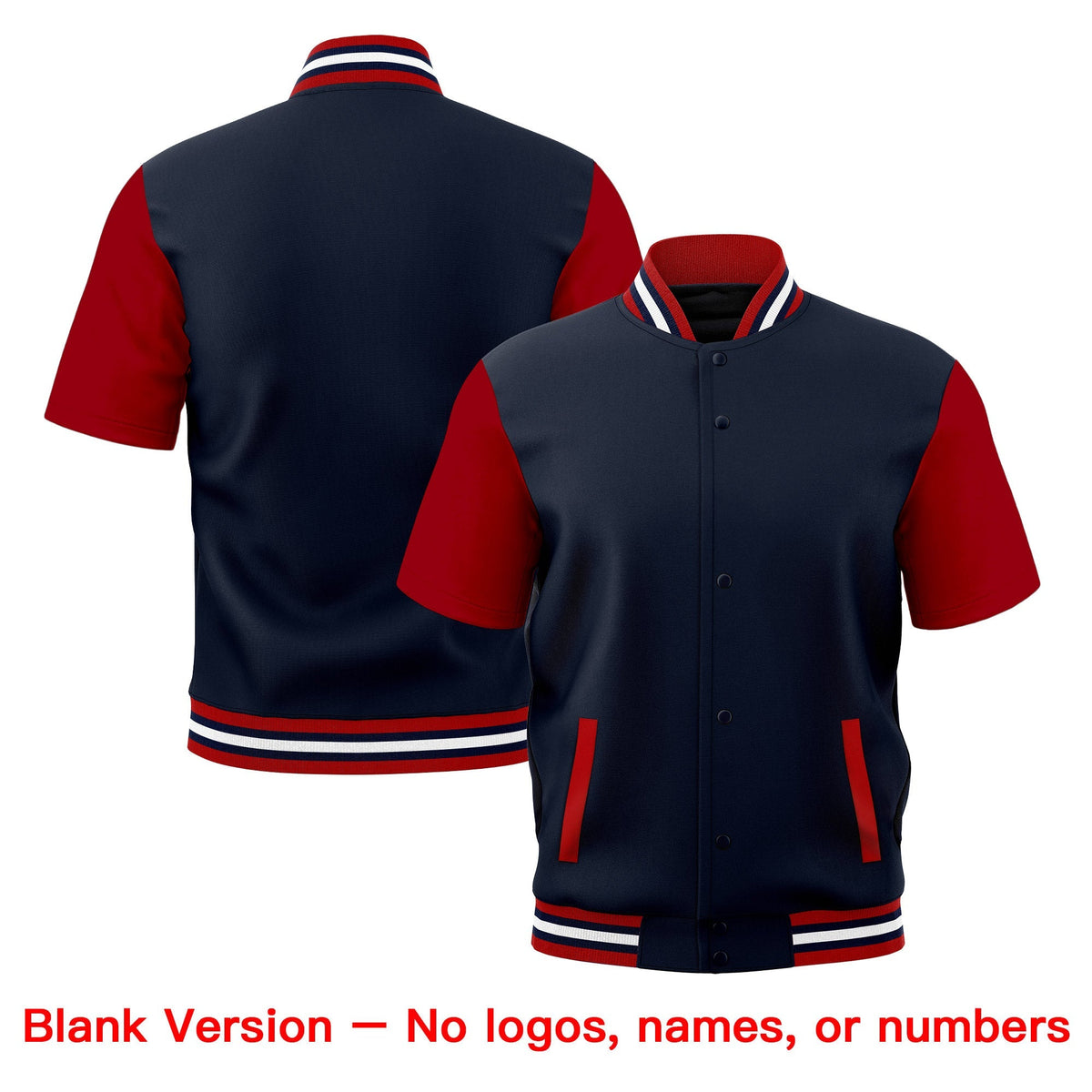 Custom Red Navy White Full-Snap Classic Style Jacket| KXKSHOP