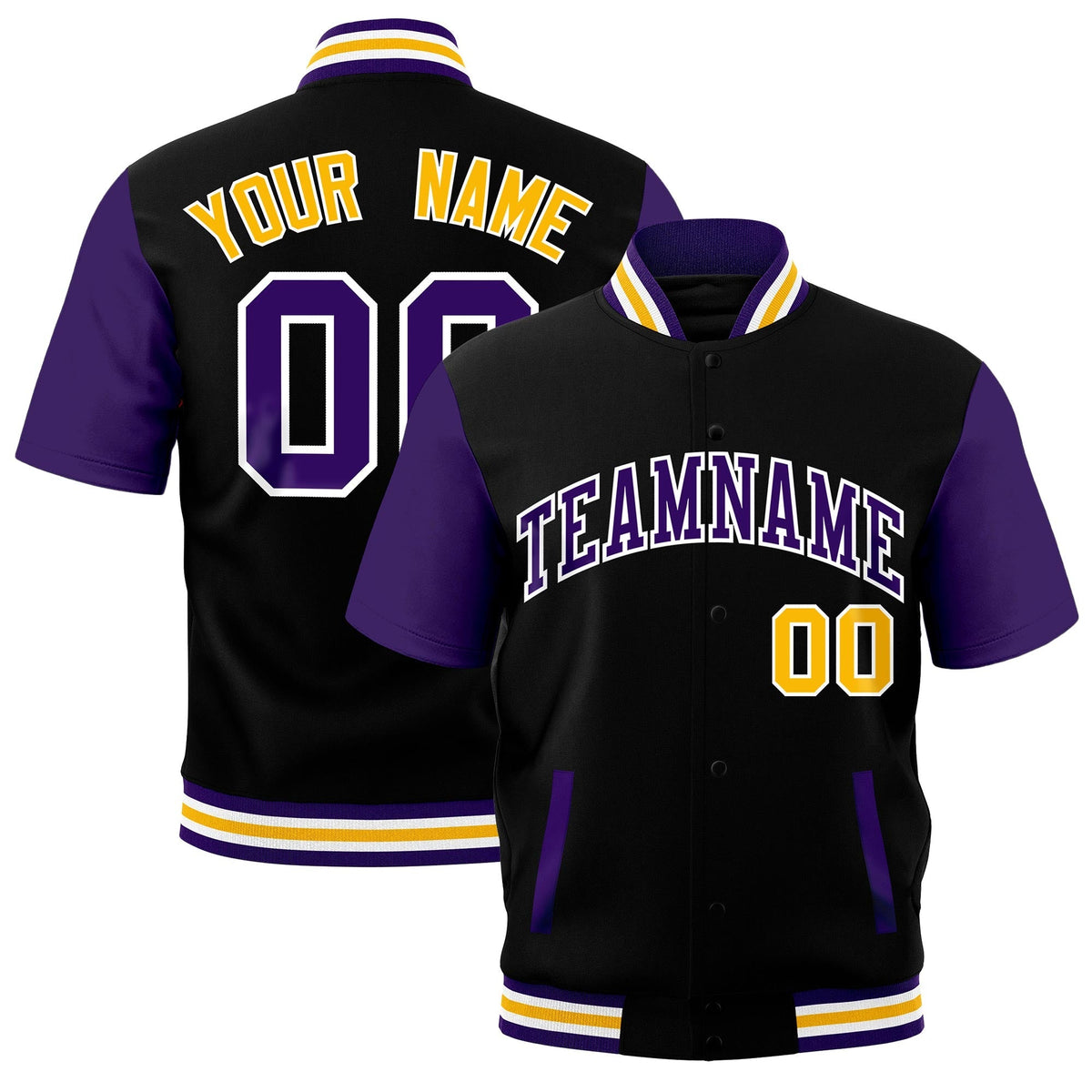 Custom Purple White Gold Full-Snap Classic Style Jacket| KXKSHOP