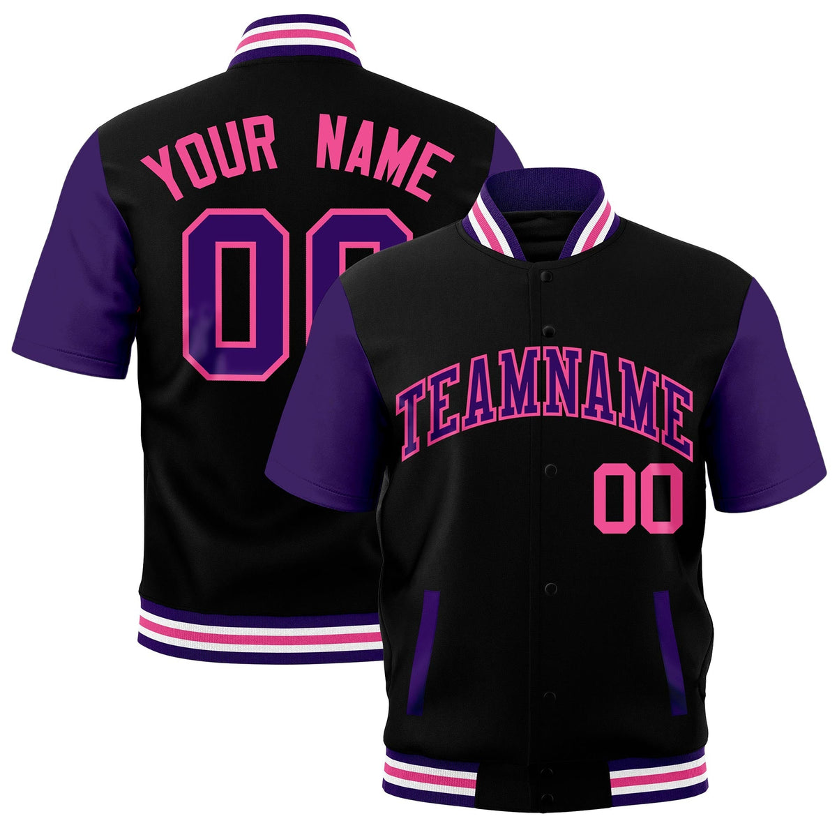 Custom Purple White Pink Full-Snap Classic Style Jacket| KXKSHOP