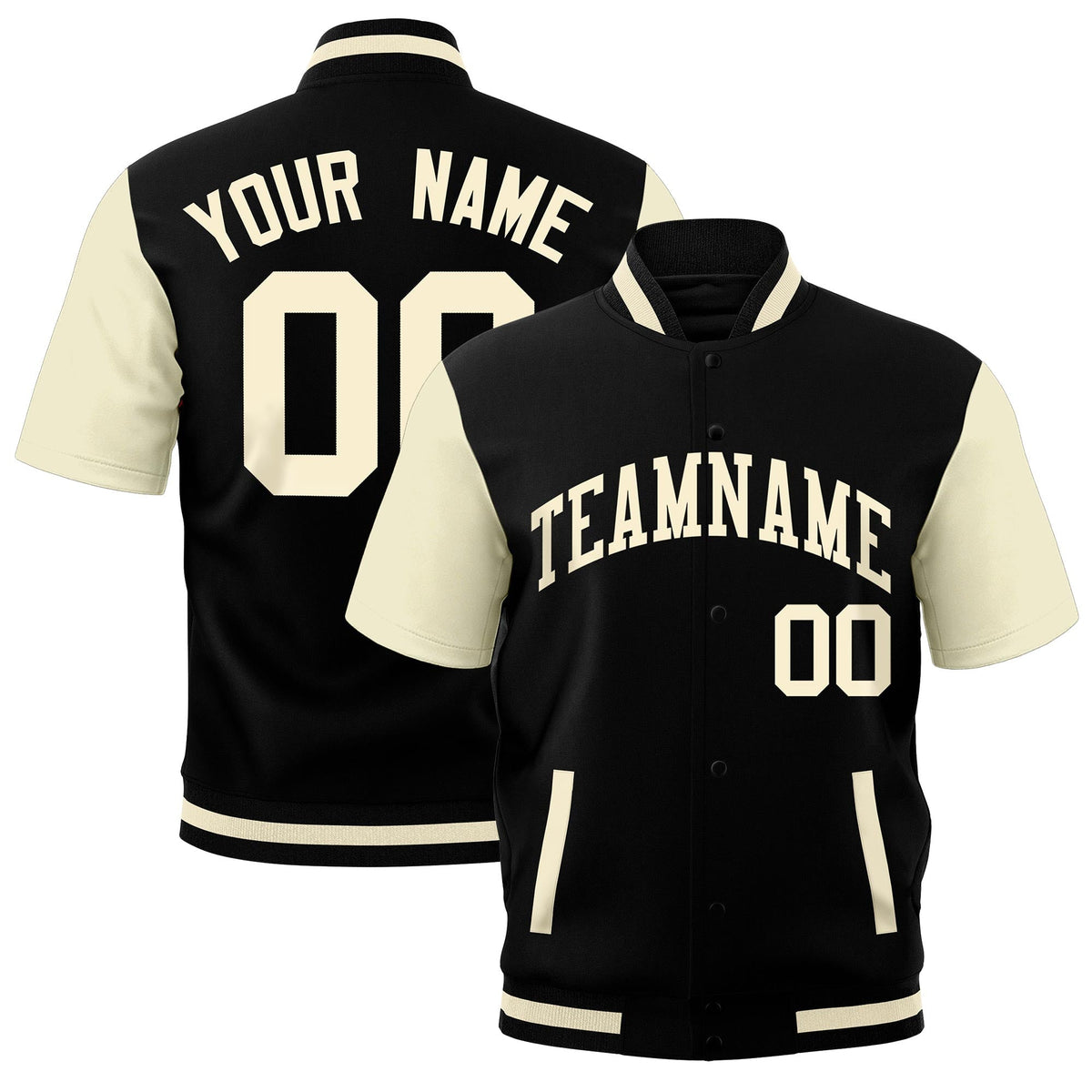 Custom Cream Black Full-Snap Classic Style Jacket| KXKSHOP