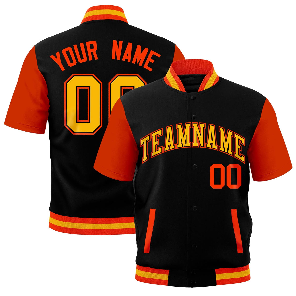 Custom Orange Gold Full-Snap Classic Style Jacket| KXKSHOP