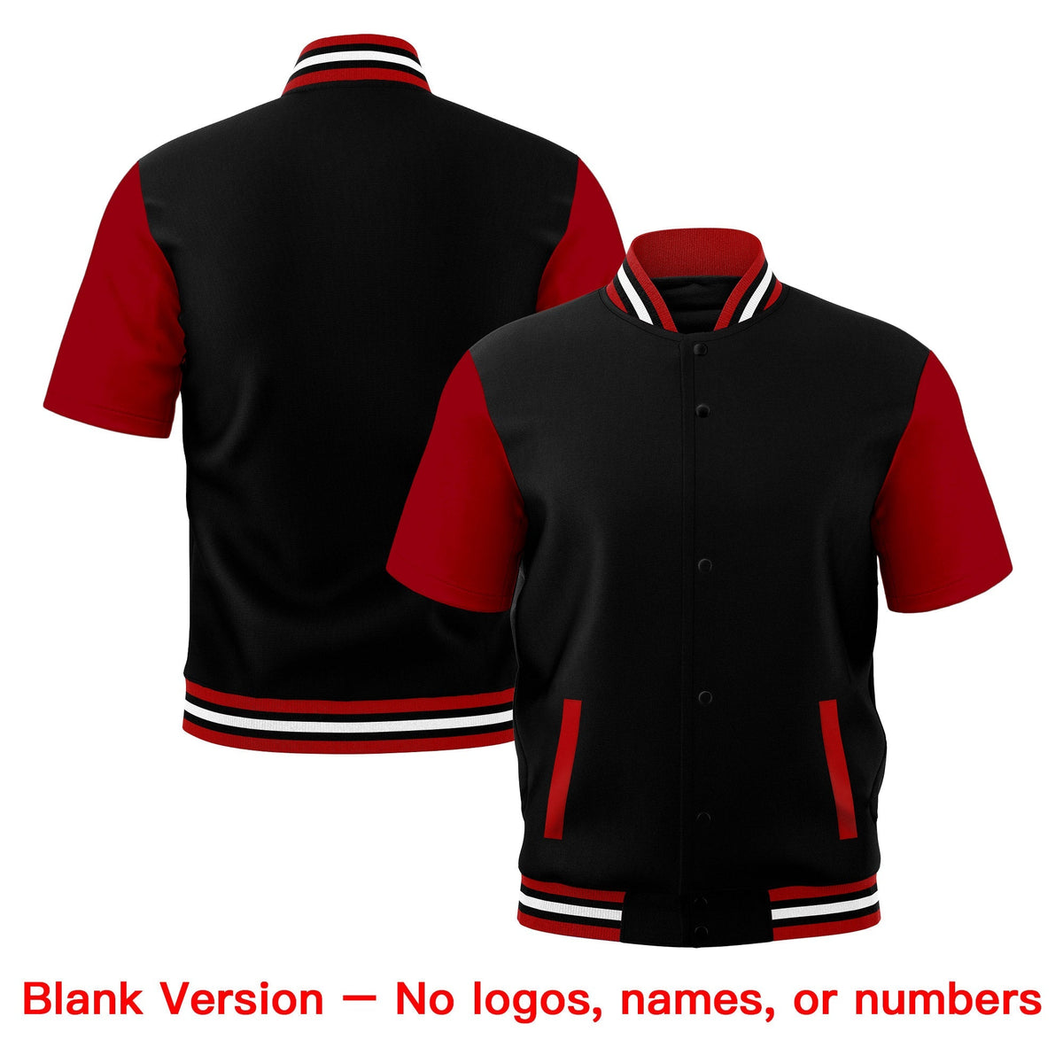 Custom Red Black White Full-Snap Classic Style Jacket| KXKSHOP