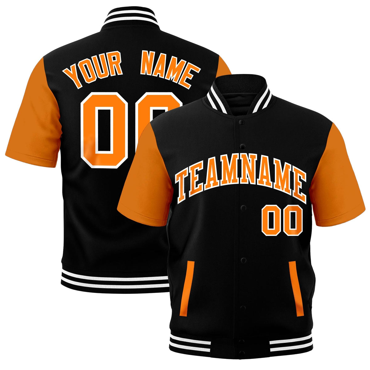 Custom Gold Orange Black White Full-Snap Classic Style Jacket| KXKSHOP