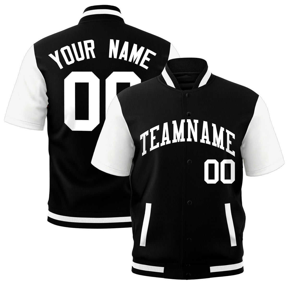 Custom White Black Full-Snap Classic Style Jacket| KXKSHOP