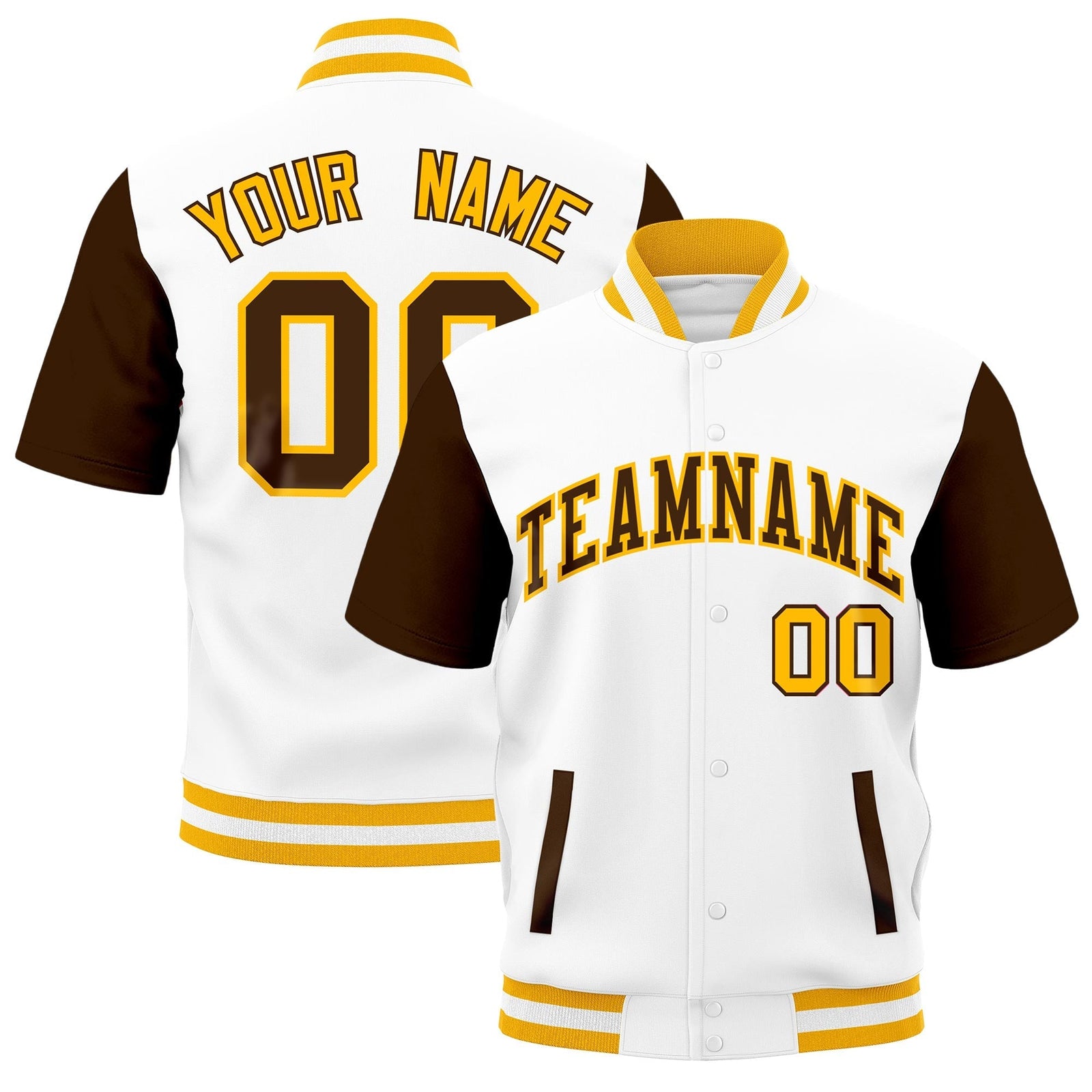 Custom Brown Gold White Full-Snap Classic Style Jacket| KXKSHOP