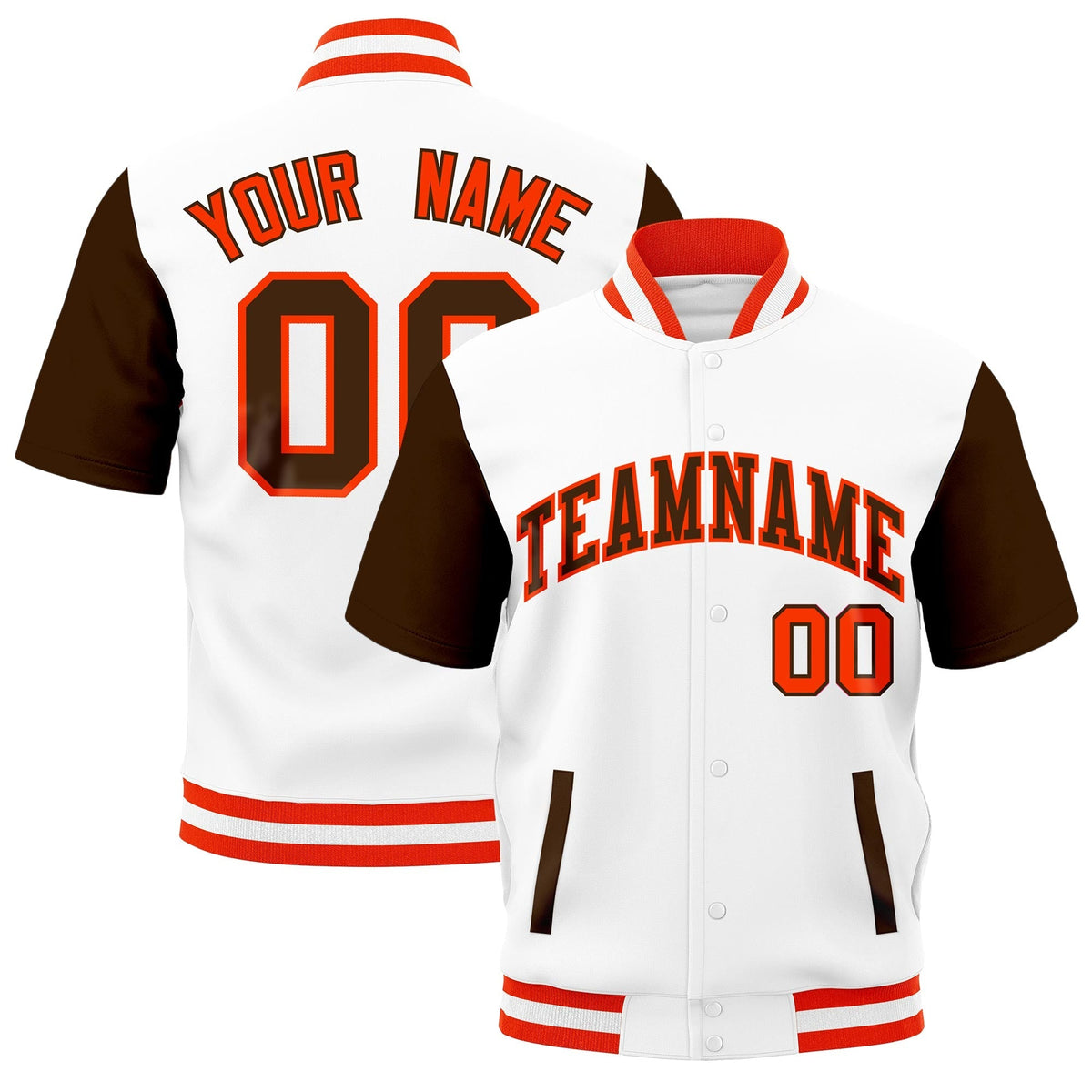 Custom Brown Orange White Full-Snap Classic Style Jacket| KXKSHOP
