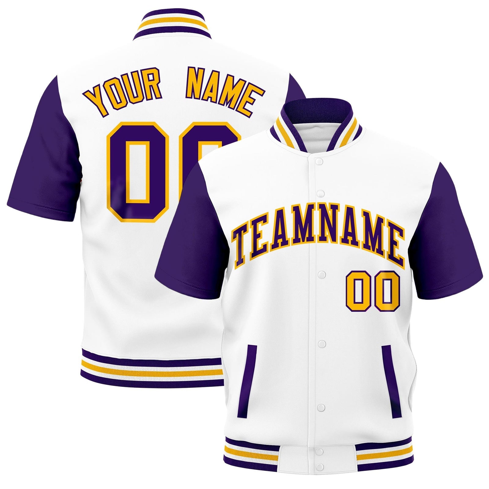 Custom Purple White Gold Full-Snap Classic Style Jacket| KXKSHOP