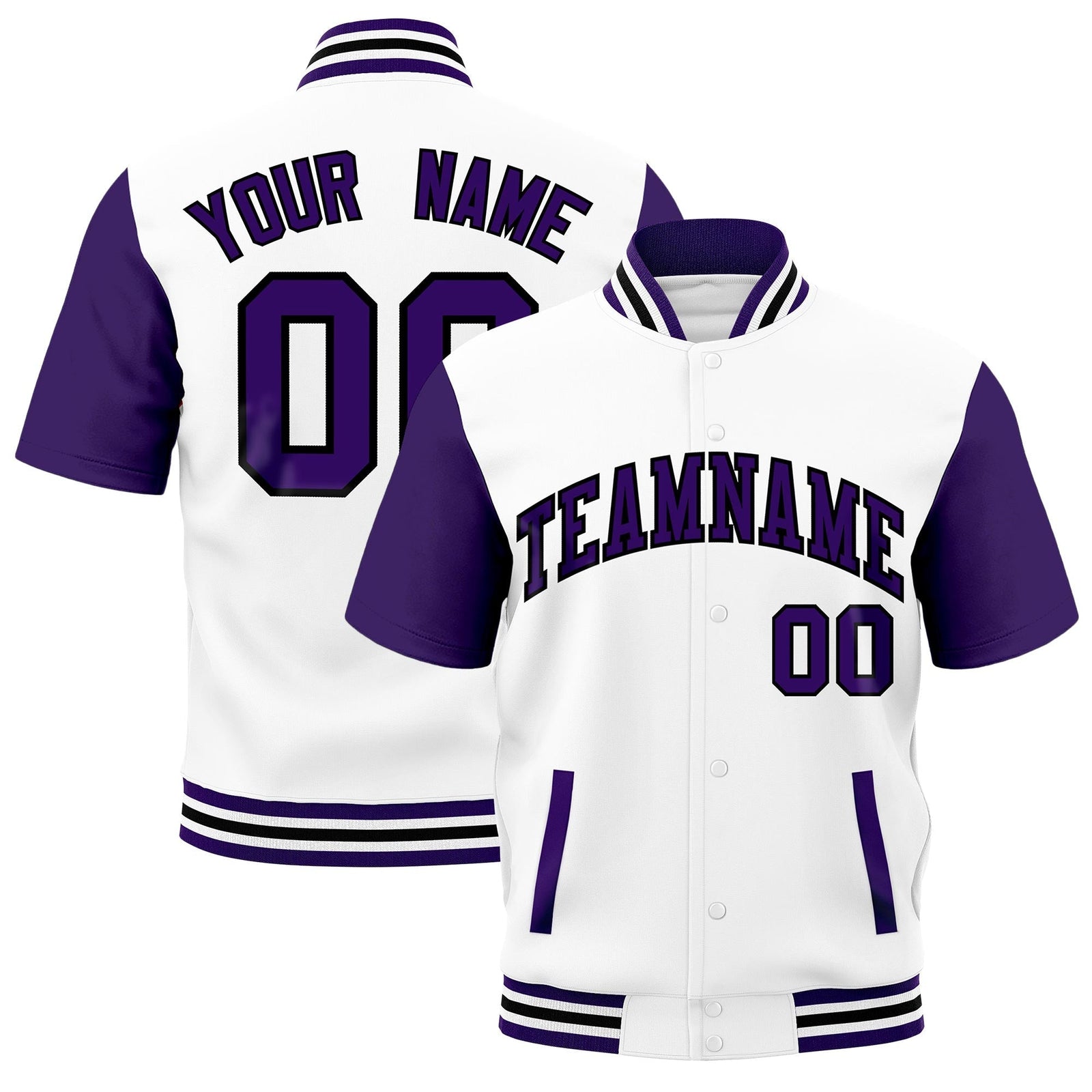 Custom Purple White Black Full-Snap Classic Style Jacket| KXKSHOP