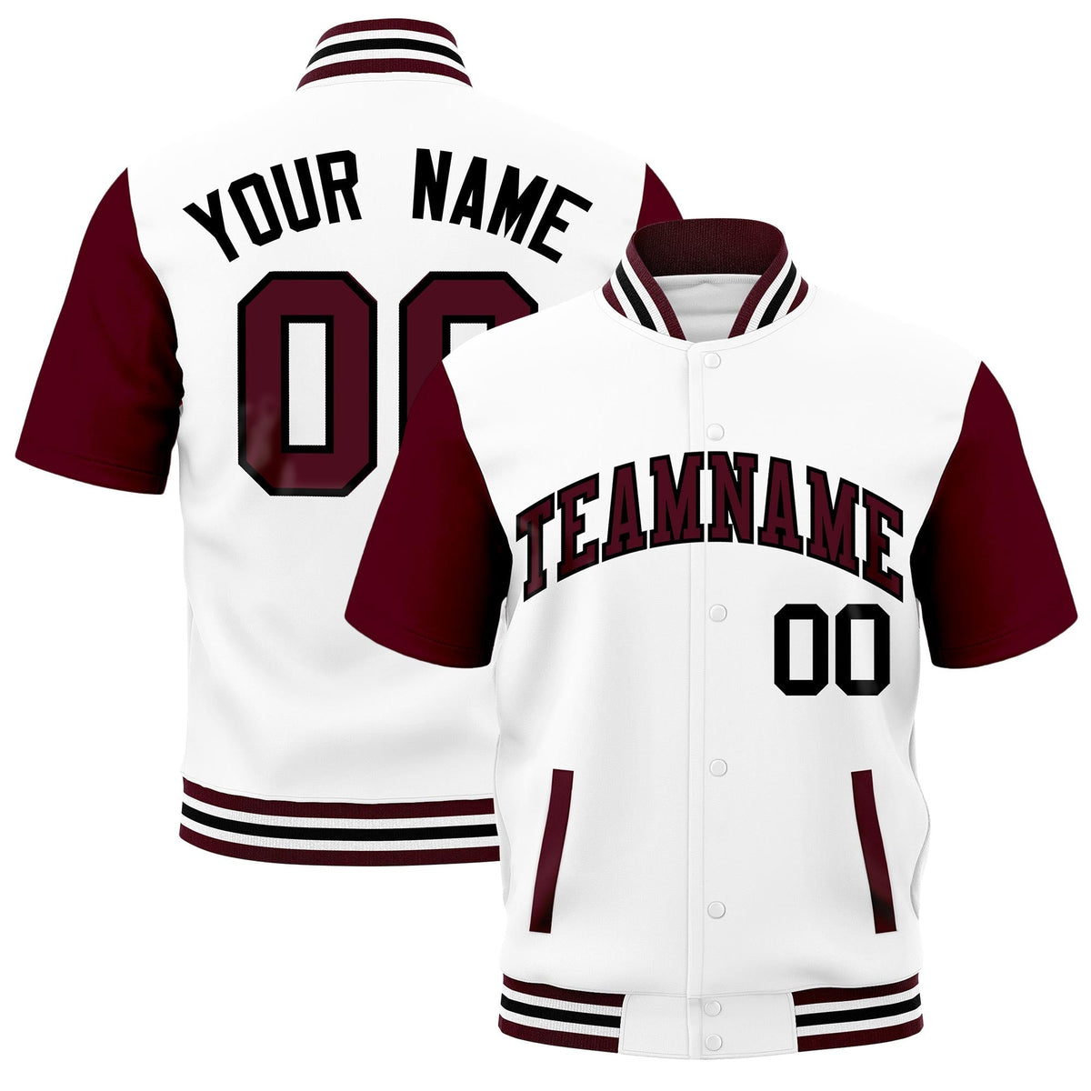 Custom Gray Crimson White Full-Snap Classic Style Jacket| KXKSHOP