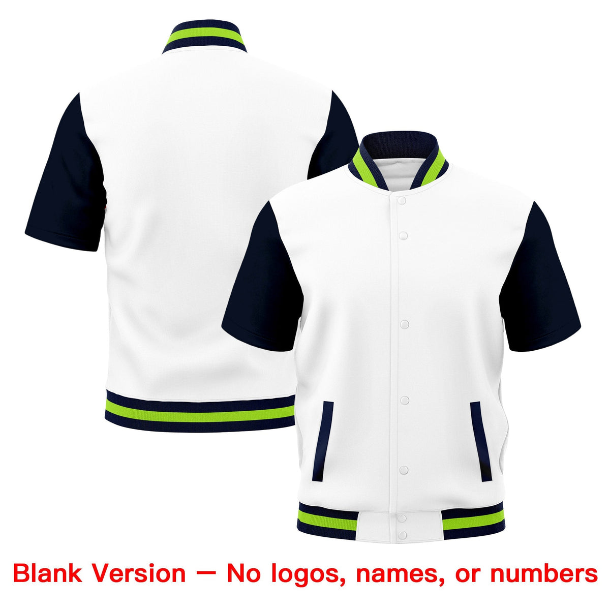 Custom Navy Neon Green Full-Snap Classic Style Jacket| KXKSHOP