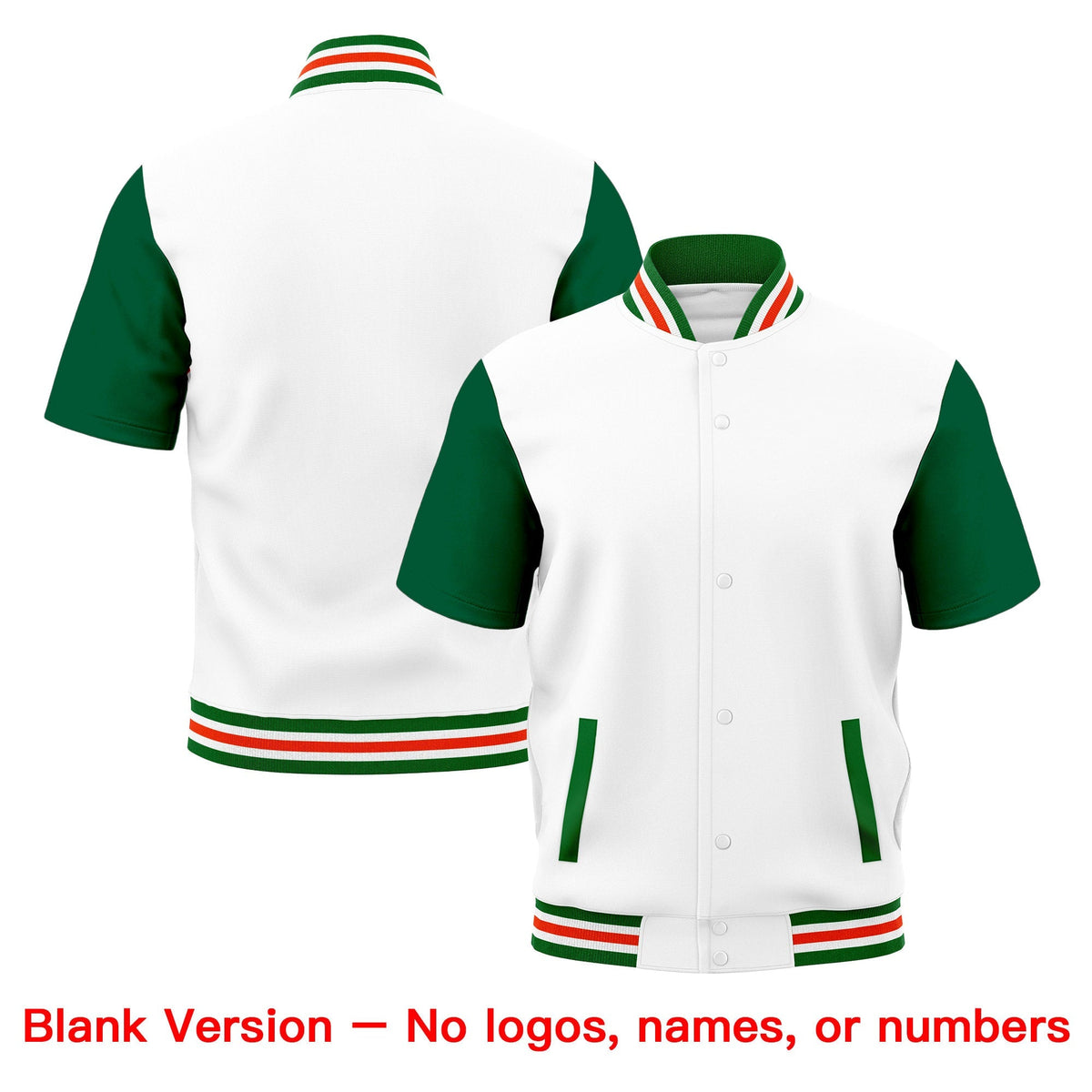 Custom Kelly Green White Orange Full-Snap Classic Style Jacket| KXKSHOP