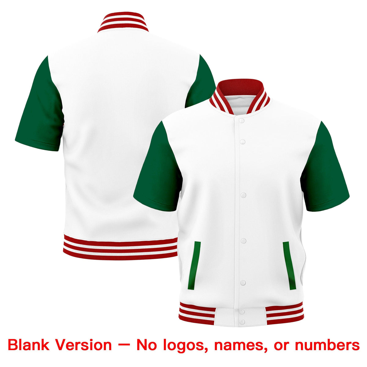 Custom Kelly Green Red White Full-Snap Classic Style Jacket| KXKSHOP