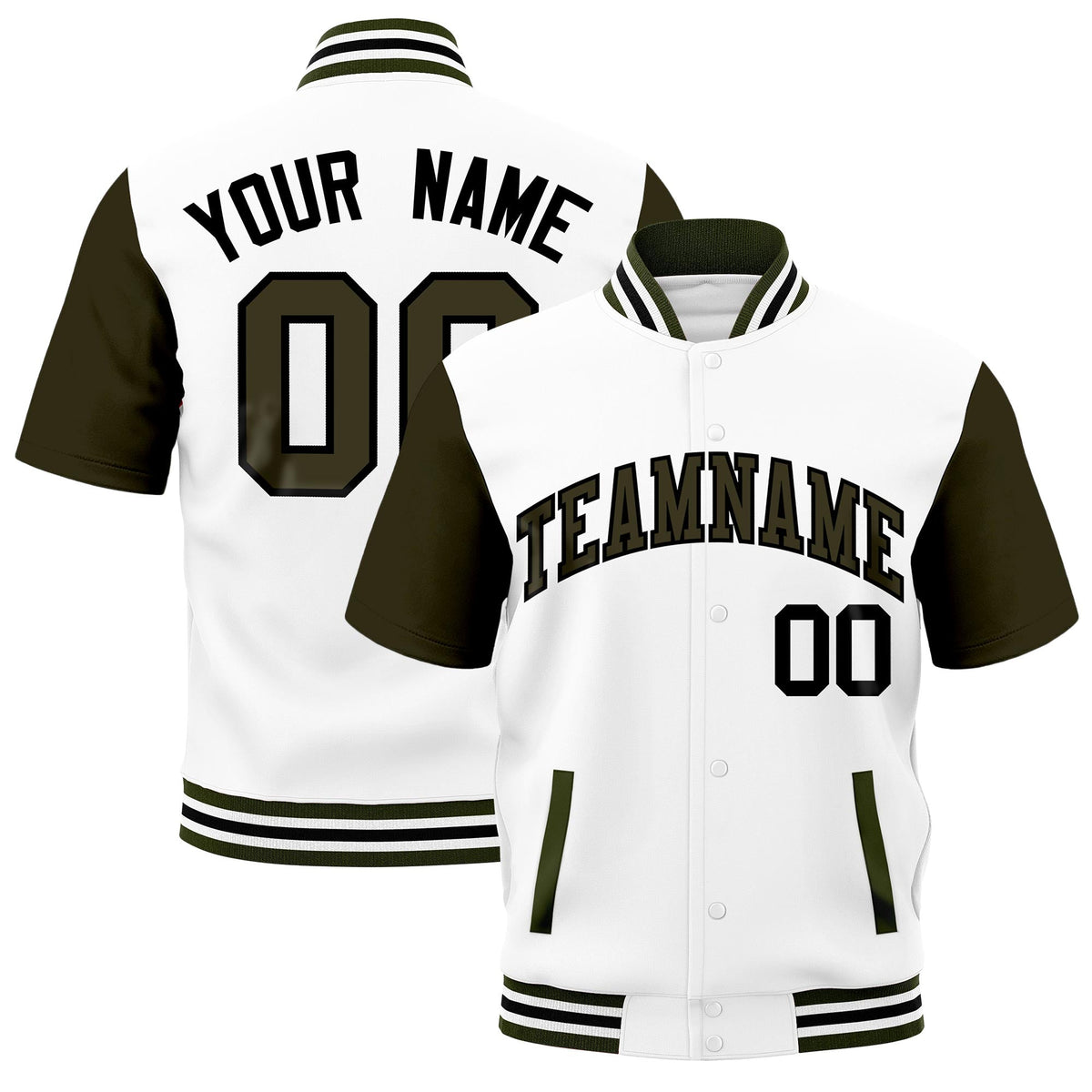Custom Olive White Black Full-Snap Classic Style Jacket| KXKSHOP