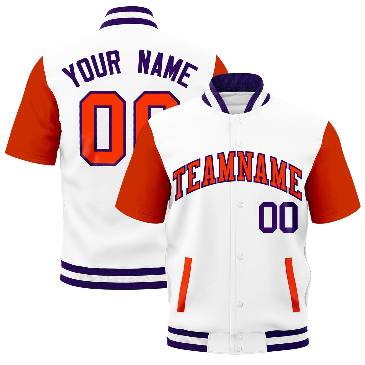 Custom Orange Purple White Full-Snap Classic Style Jacket| KXKSHOP