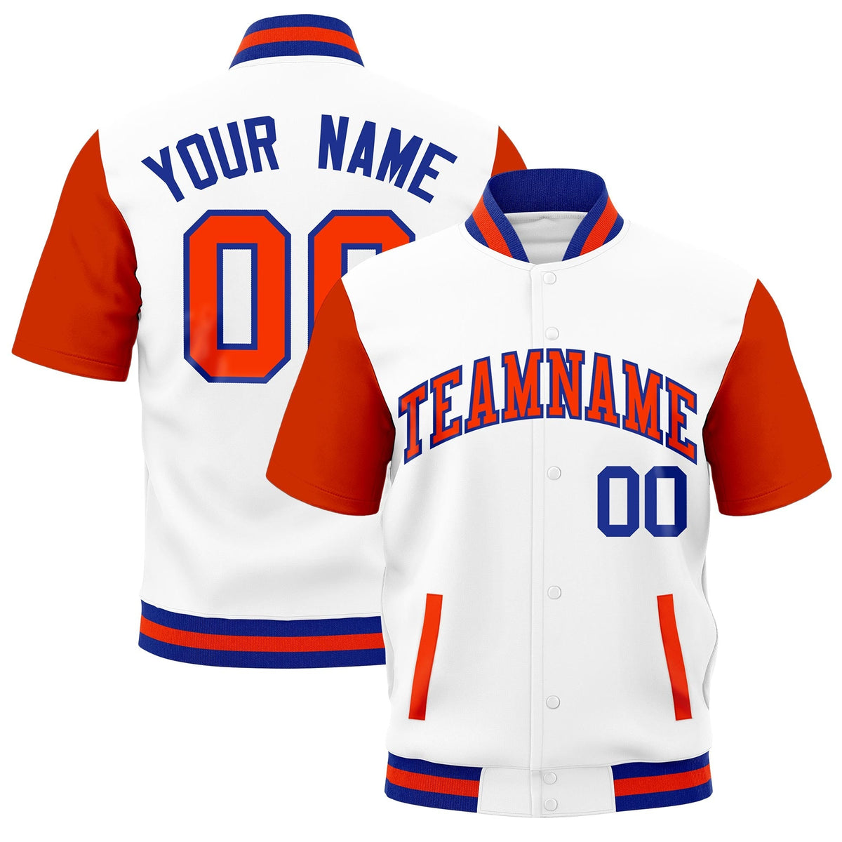 Custom Orange Royal Blue Full-Snap Classic Style Jacket| KXKSHOP