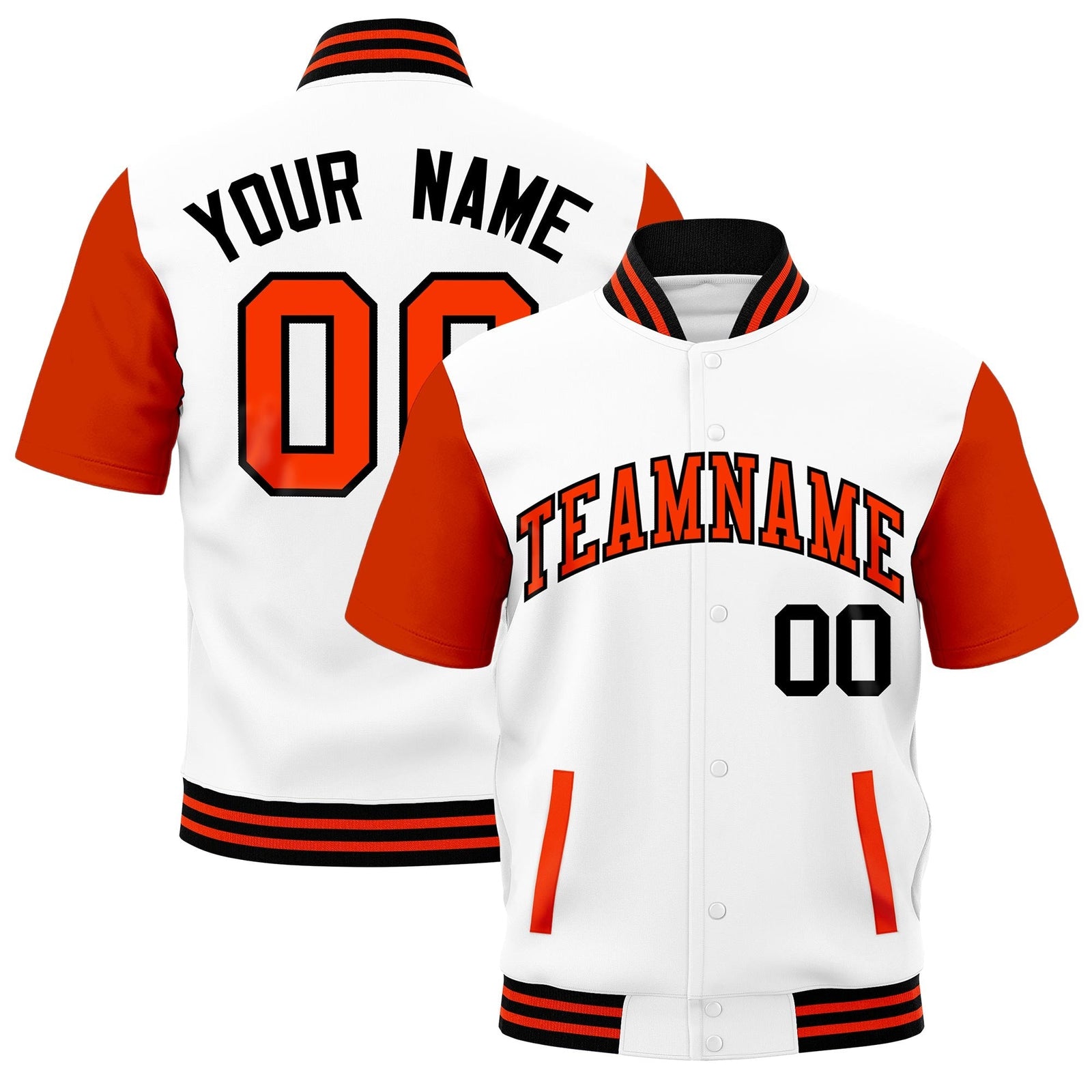 Custom Orange Black Full-Snap Classic Style Jacket| KXKSHOP