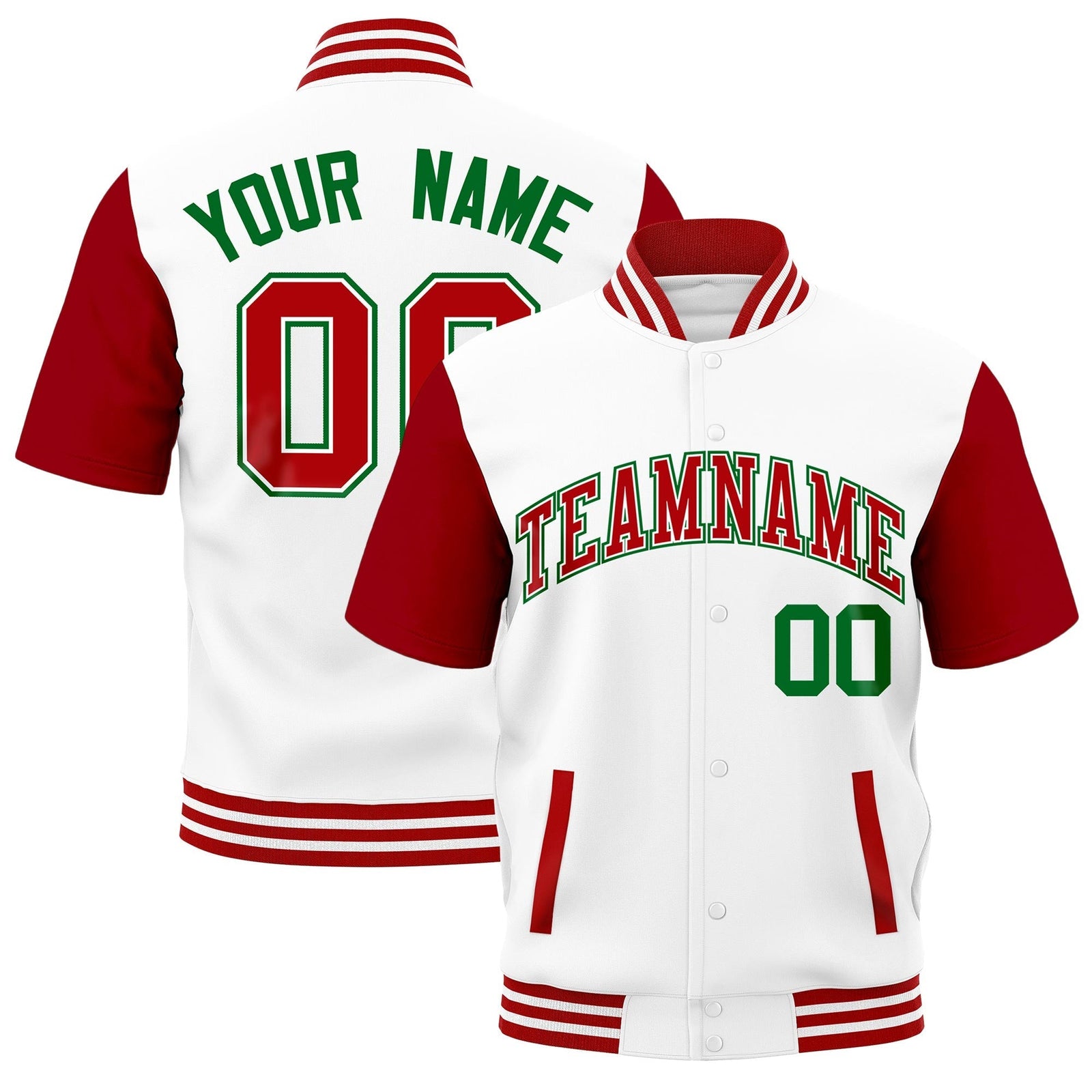 Custom Red White Full-Snap Classic Style Jacket| KXKSHOP
