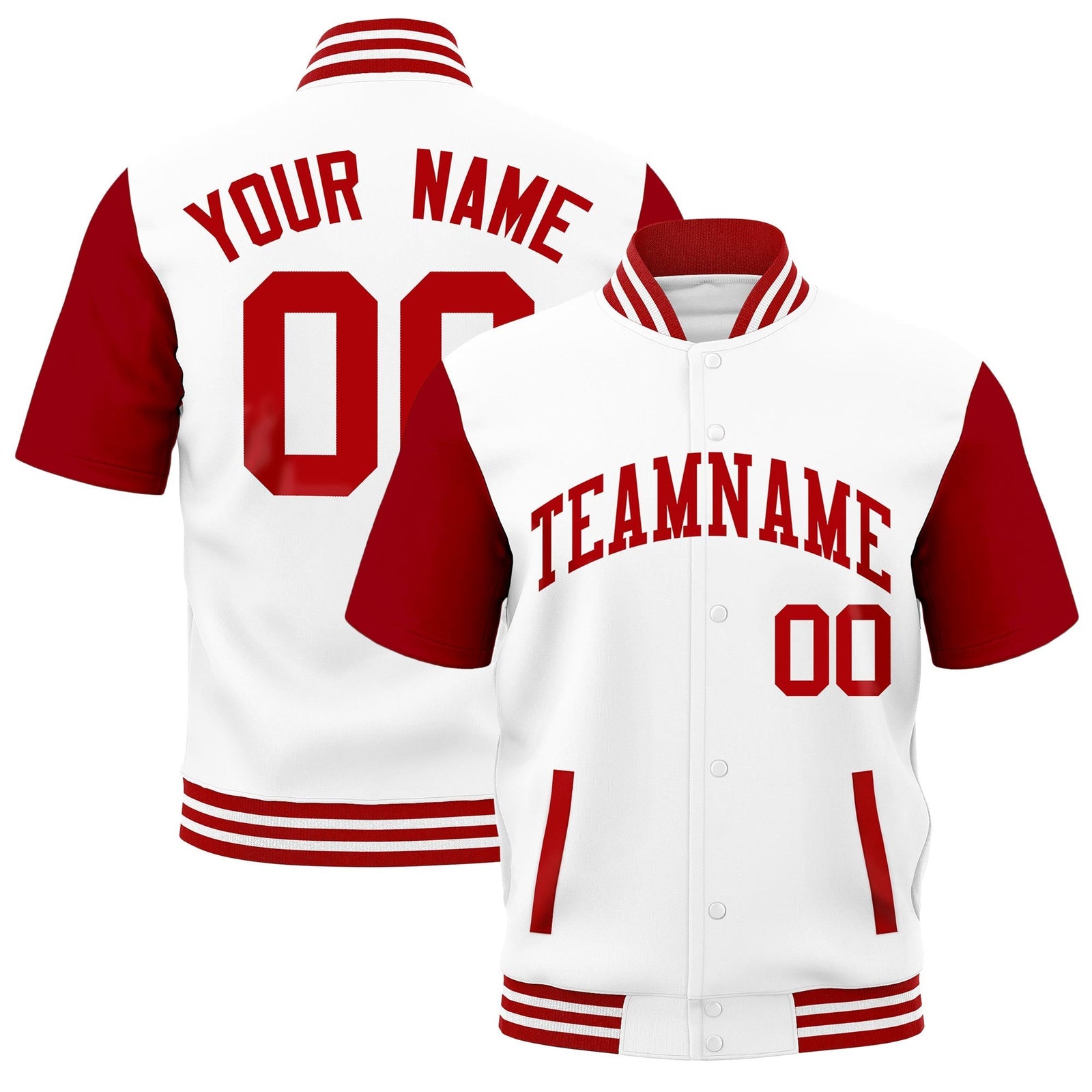 Custom Red White Full-Snap Classic Style Jacket| KXKSHOP