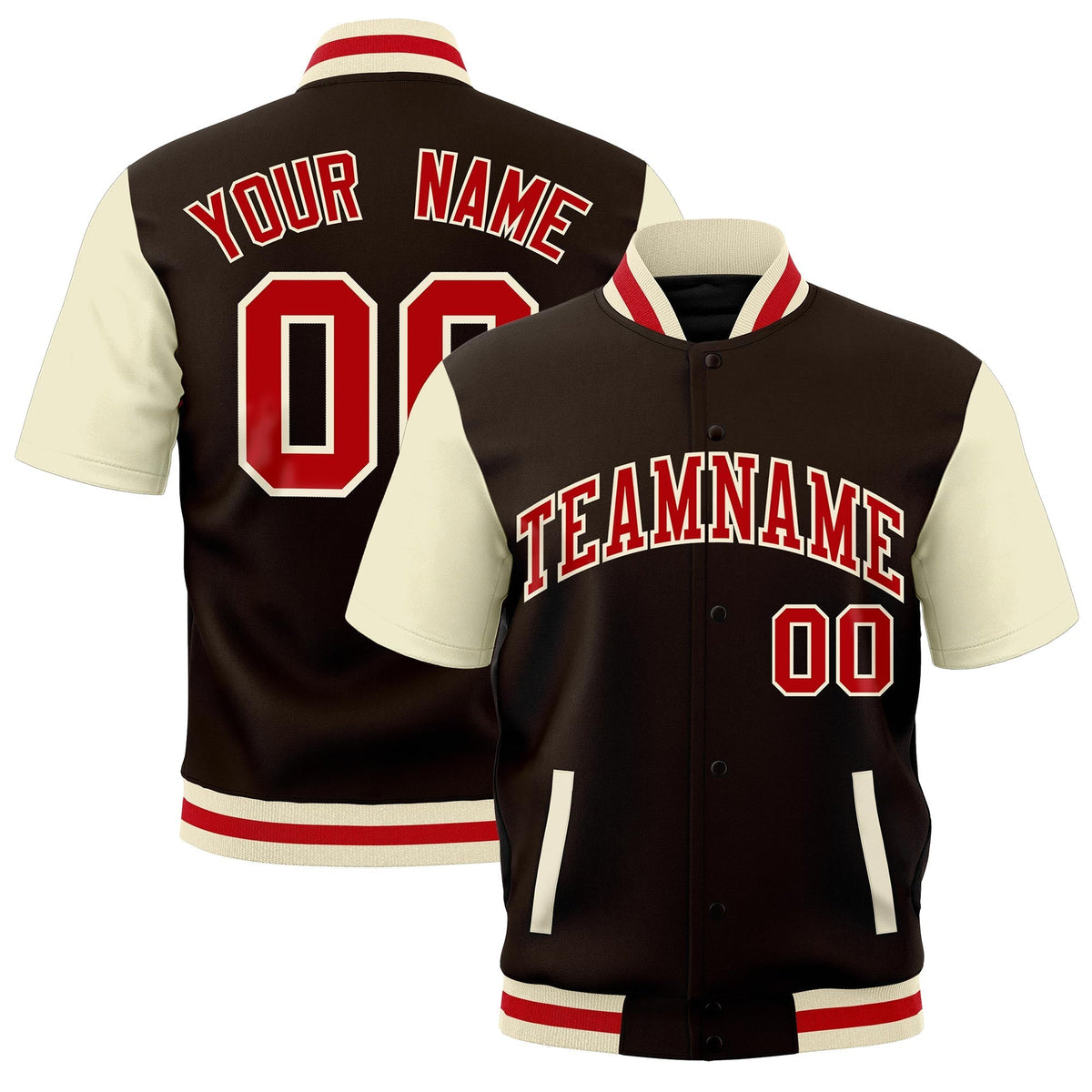 Custom Cream Red Full-Snap Classic Style Jacket| KXKSHOP
