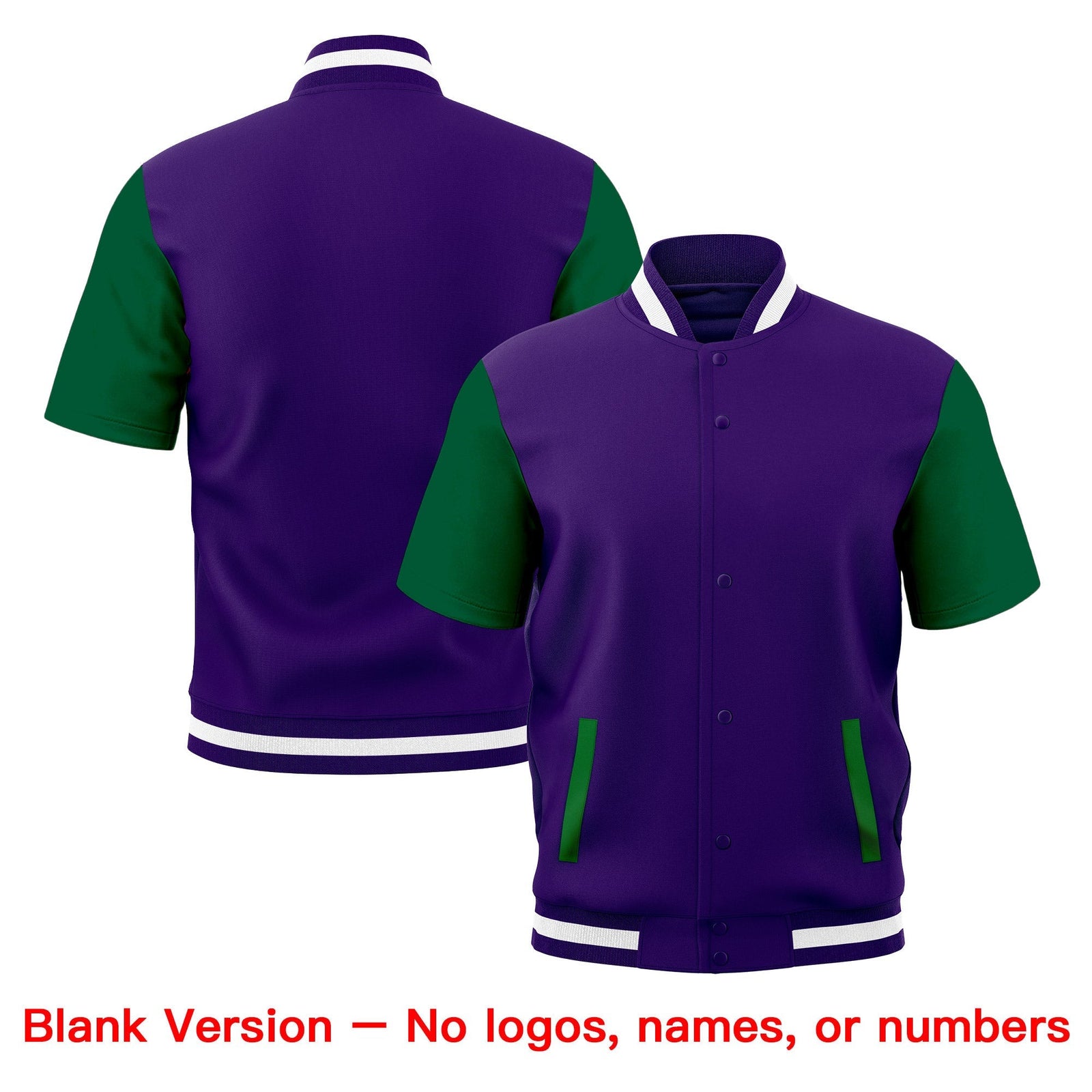 Custom Kelly Green Purple White Full-Snap Classic Style Jacket| KXKSHOP