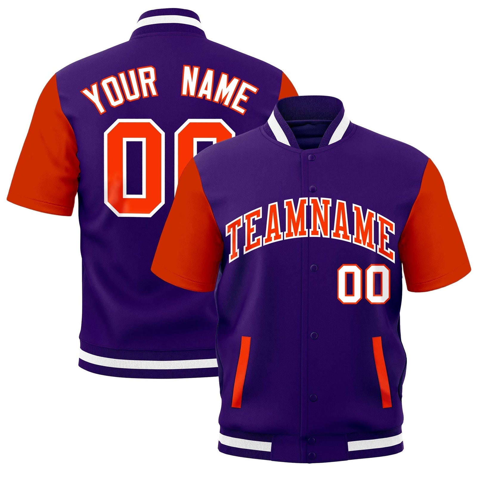 Custom Orange Purple White Full-Snap Classic Style Jacket| KXKSHOP