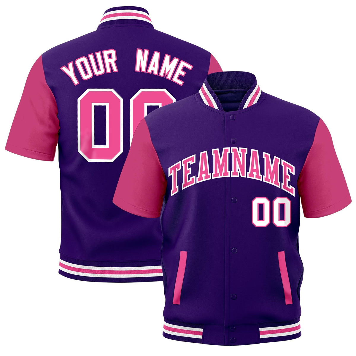 Custom Purple White Pink Full-Snap Classic Style Jacket| KXKSHOP