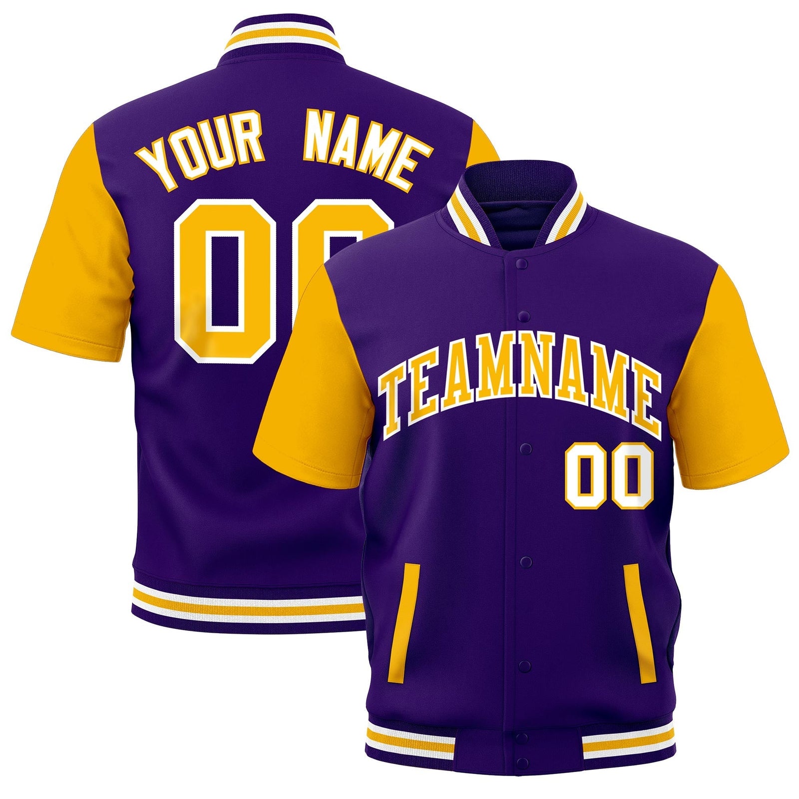 Custom Gold Purple White Full-Snap Classic Style Jacket| KXKSHOP