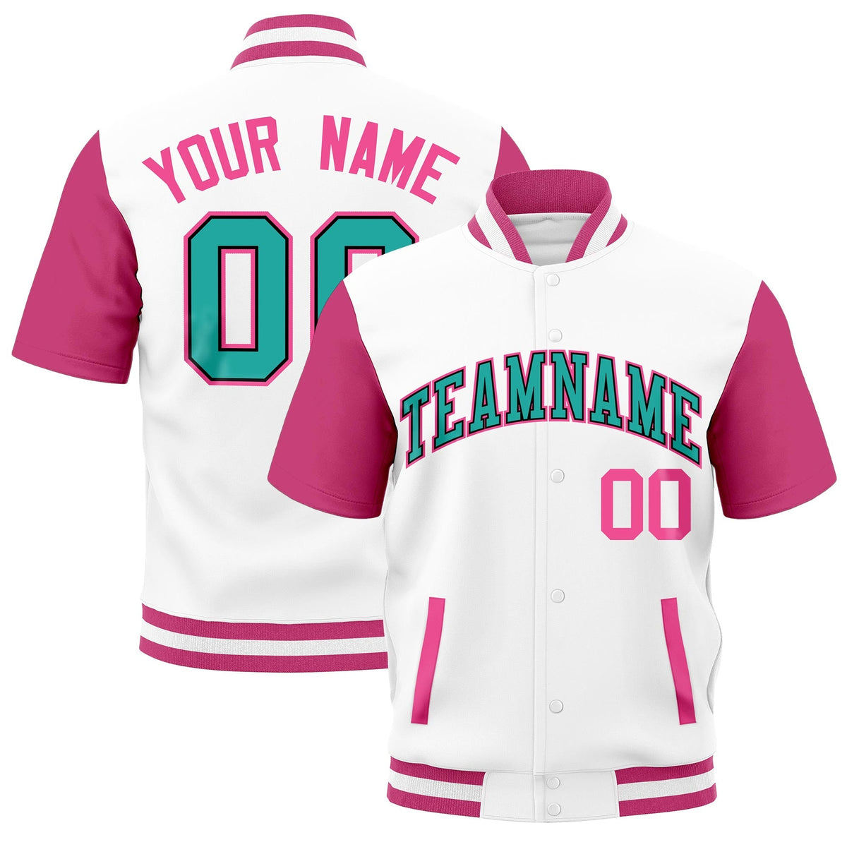 Custom Pink White Full-Snap Classic Style Jacket| KXKSHOP