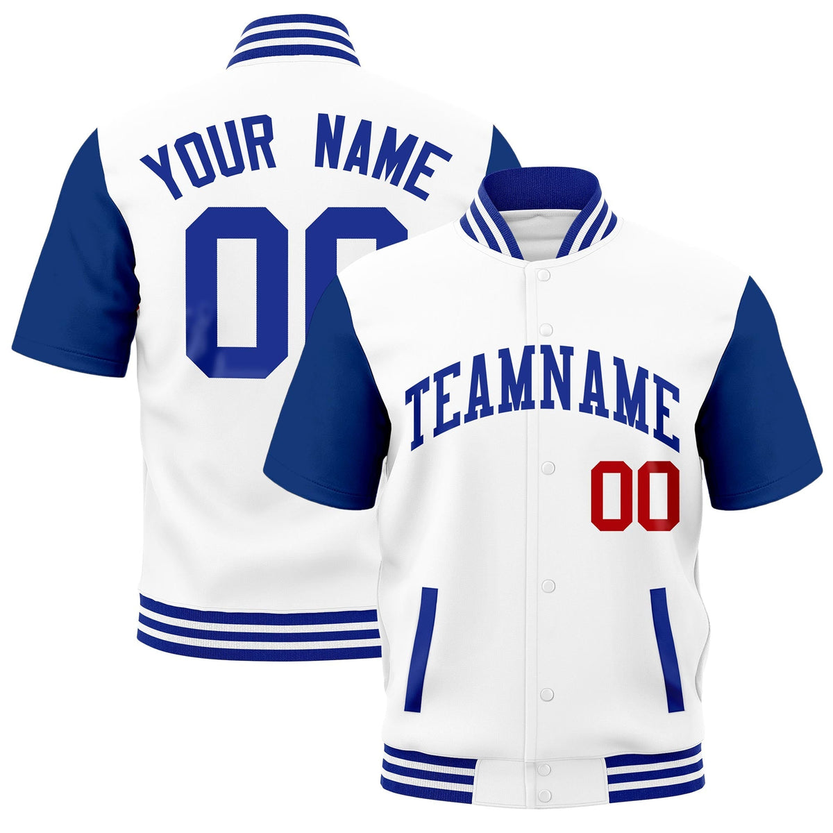 Custom Royal Blue White Full-Snap Classic Style Jacket| KXKSHOP