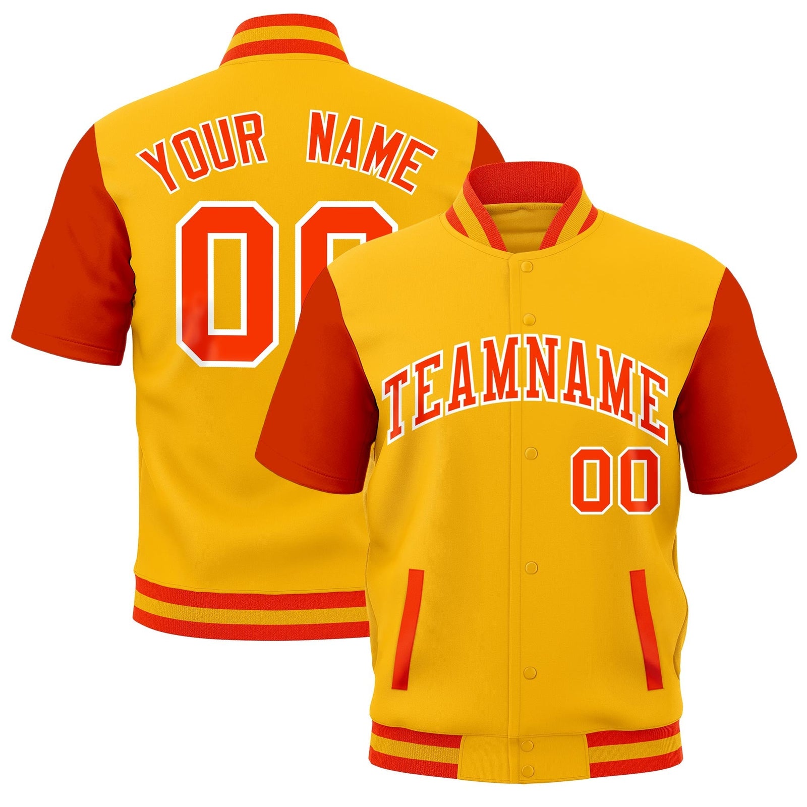 Custom Orange Gold Full-Snap Classic Style Jacket| KXKSHOP
