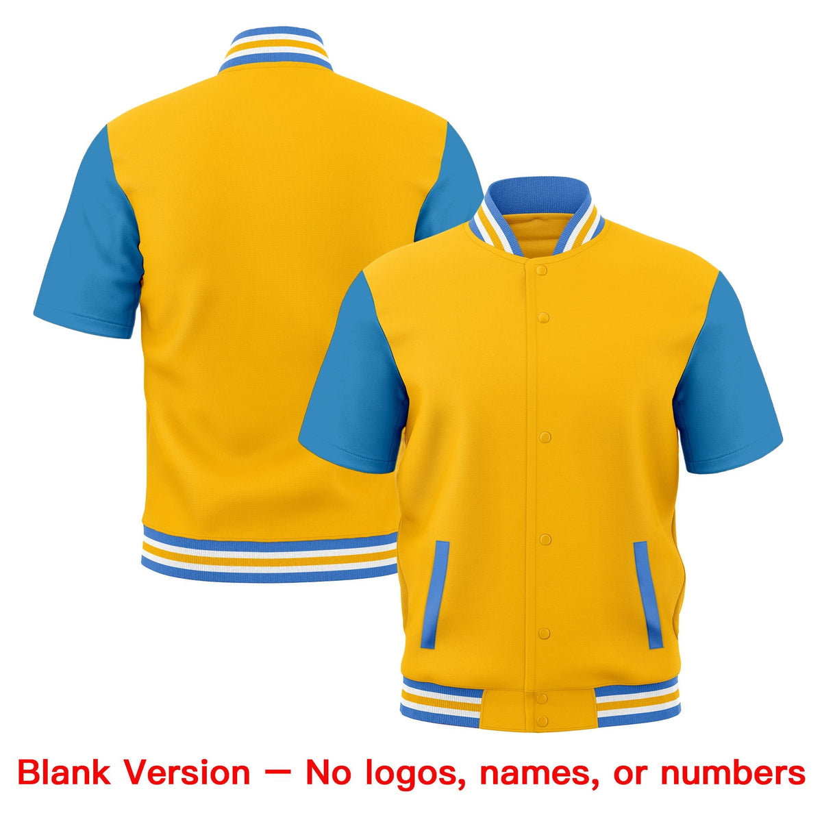 Custom Powder Blue White Gold Full-Snap Classic Style Jacket| KXKSHOP