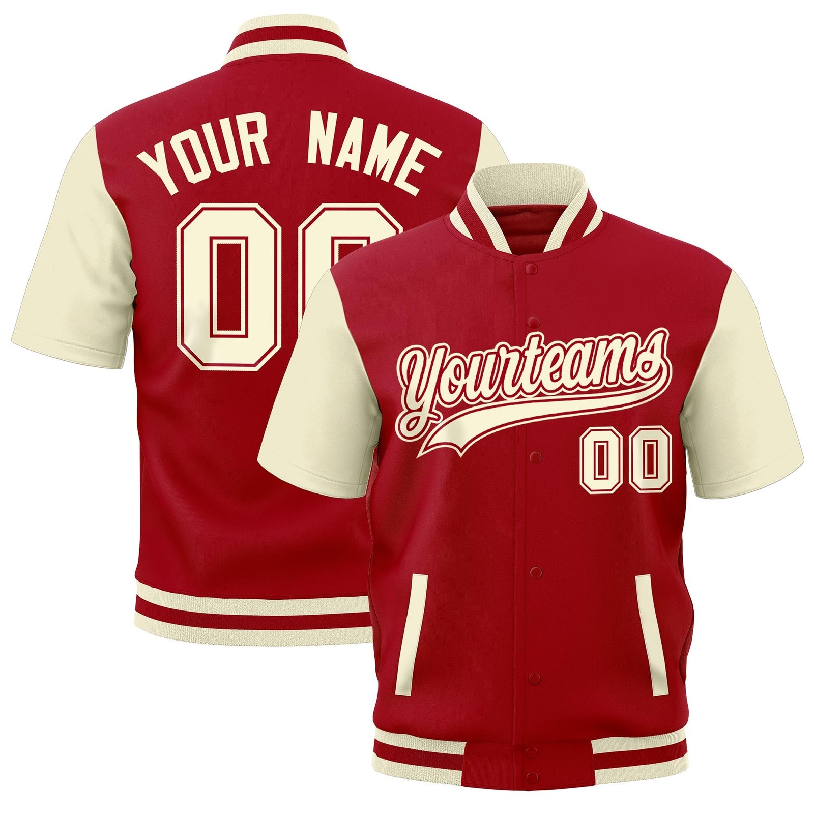 Custom Cream Red Full-Snap Classic Style Jacket| KXKSHOP