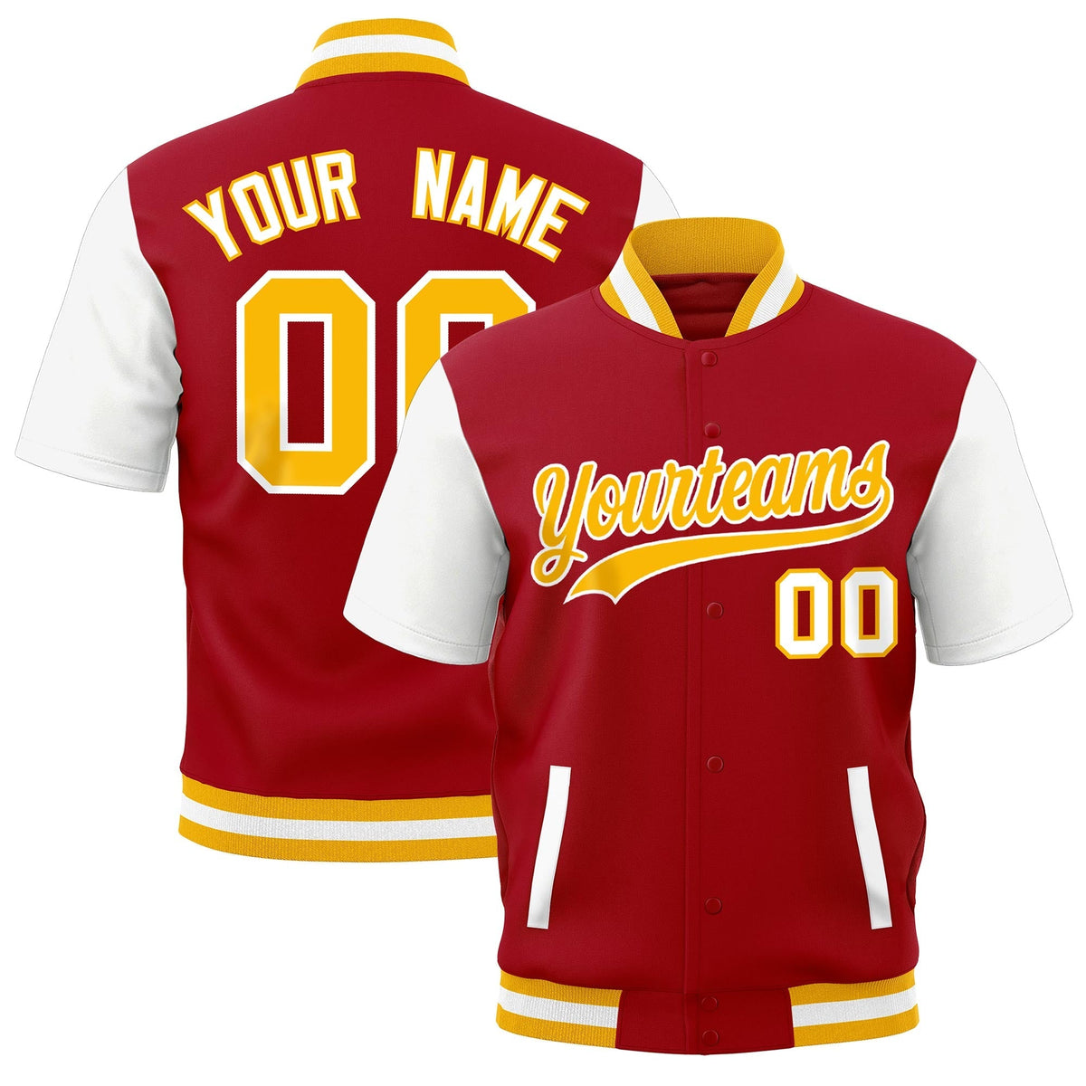 Custom Red White Gold Full-Snap Classic Style Jacket| KXKSHOP