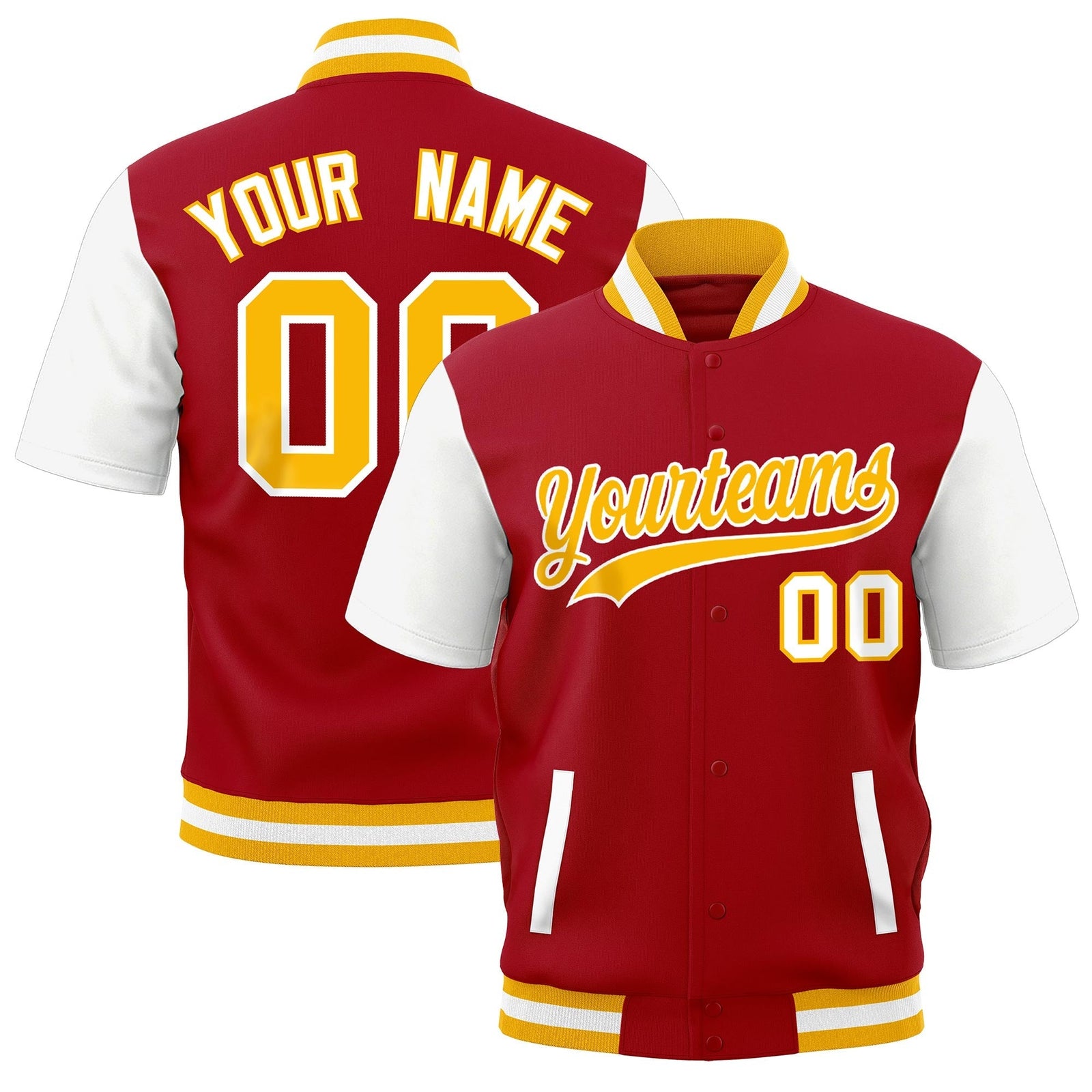 Custom Red White Gold Full-Snap Classic Style Jacket| KXKSHOP