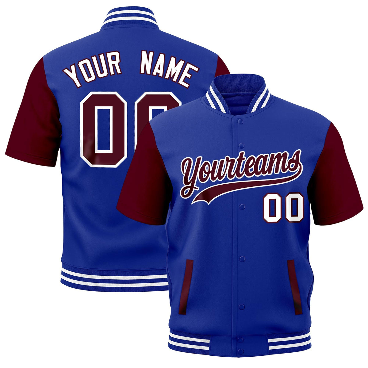 Custom Gray Royal Blue White Full-Snap Classic Style Jacket| KXKSHOP