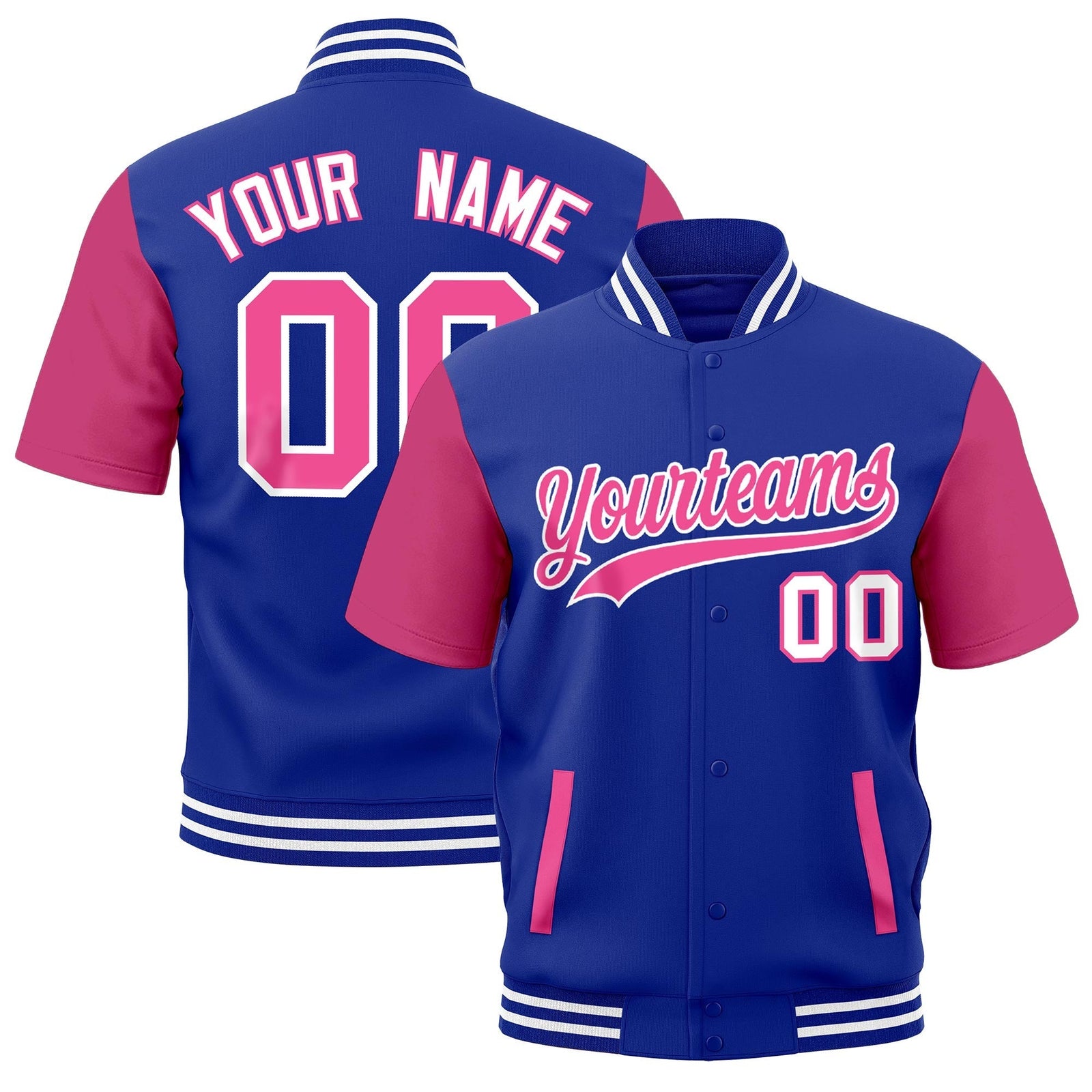 Custom Royal Blue White Full-Snap Classic Style Jacket| KXKSHOP