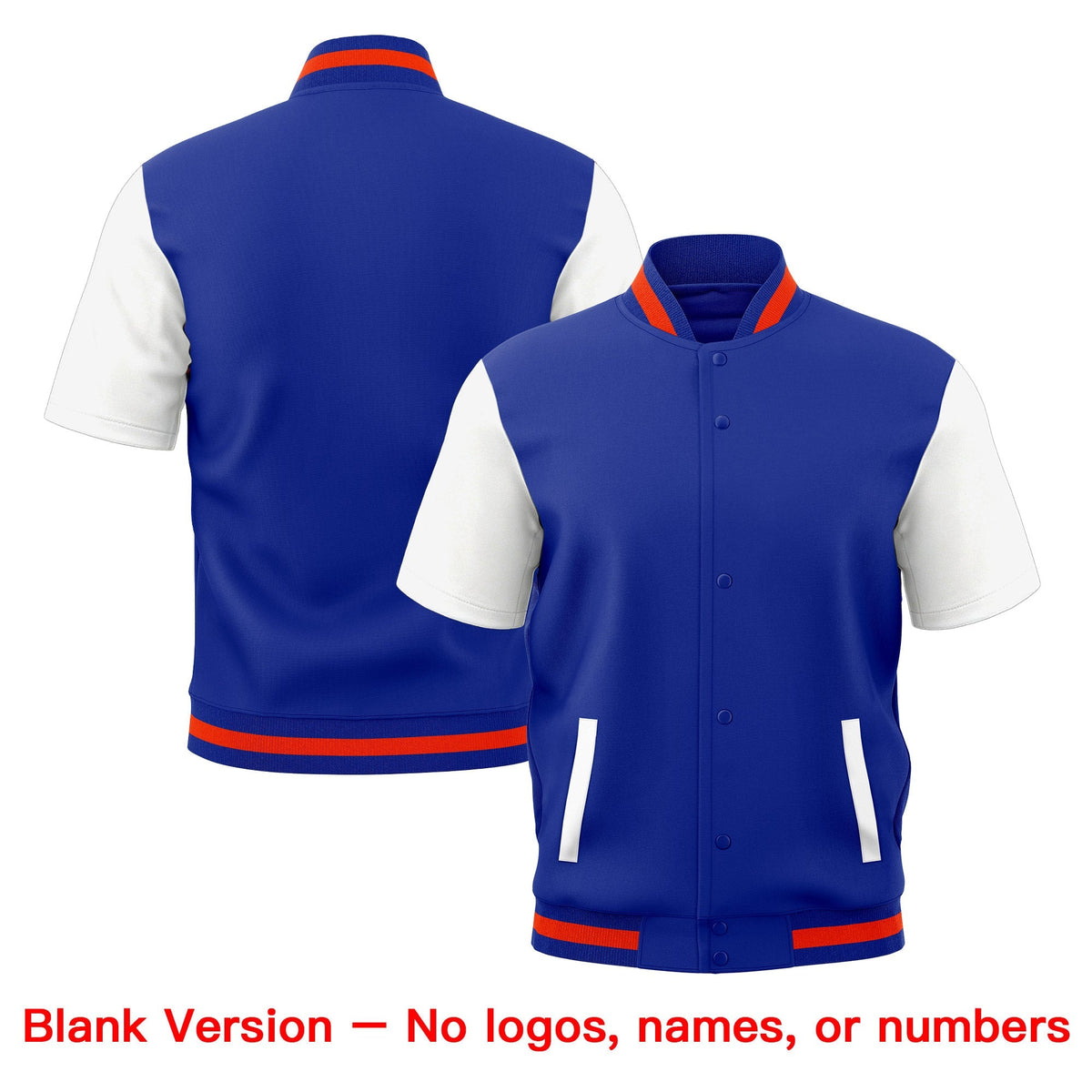 Custom White Royal Blue Orange Full-Snap Classic Style Jacket| KXKSHOP