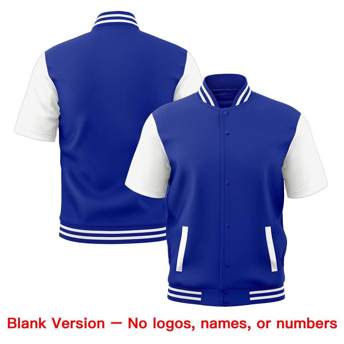 Custom White Royal Blue Full-Snap Classic Style Jacket| KXKSHOP