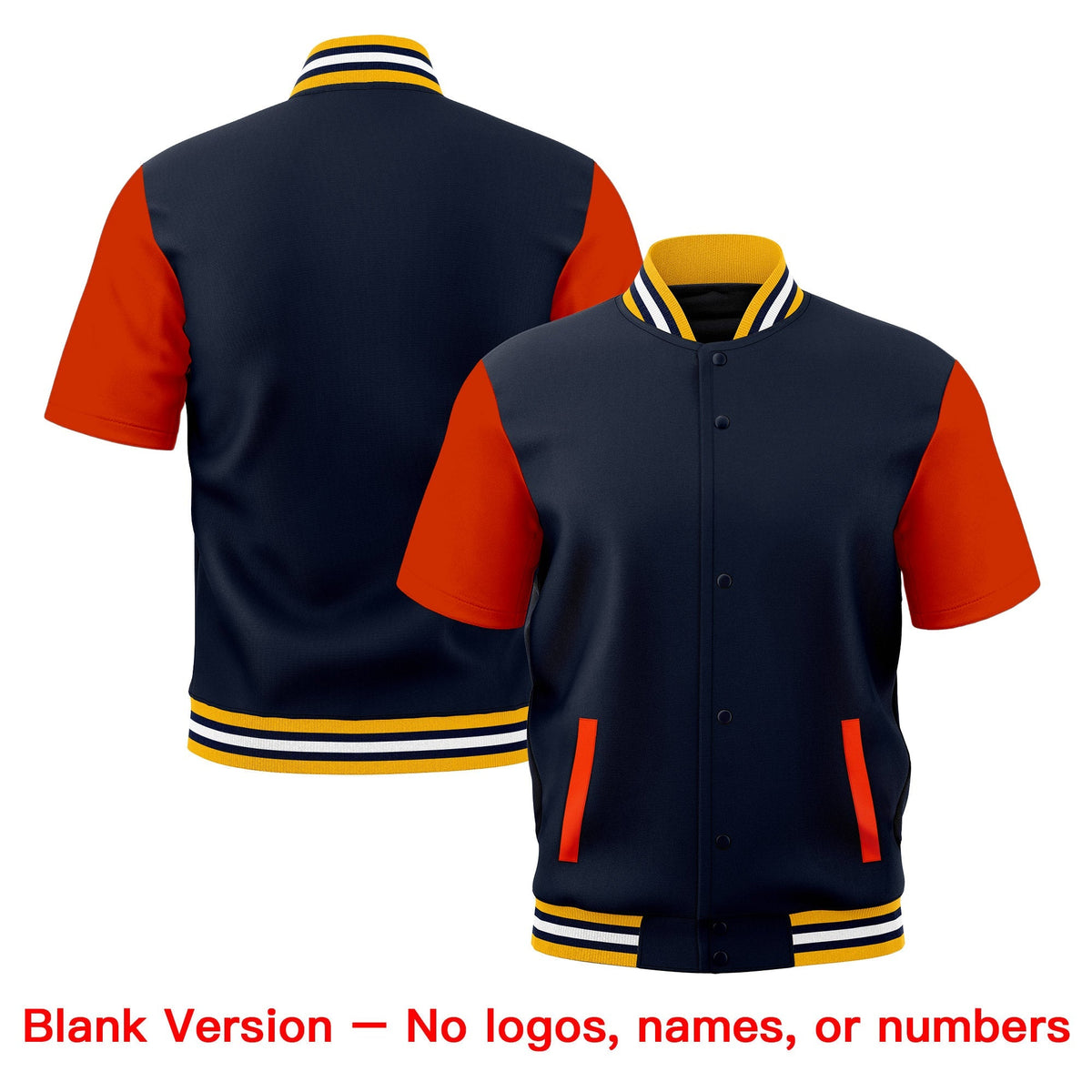 Custom Orange Gold Navy Full-Snap Classic Style Jacket| KXKSHOP