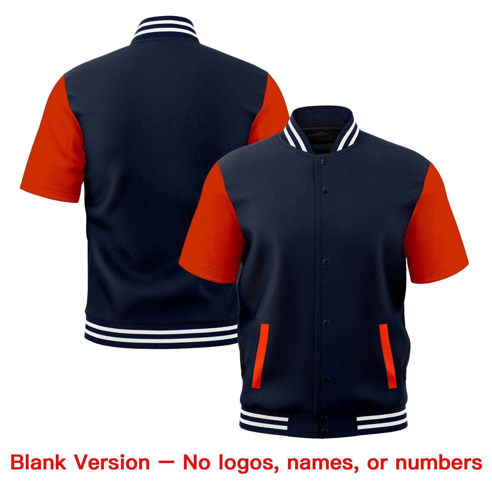 Custom Orange Navy White Full-Snap Classic Style Jacket| KXKSHOP