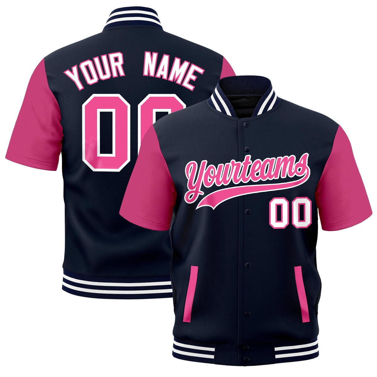 Custom Navy White Full-Snap Classic Style Jacket| KXKSHOP