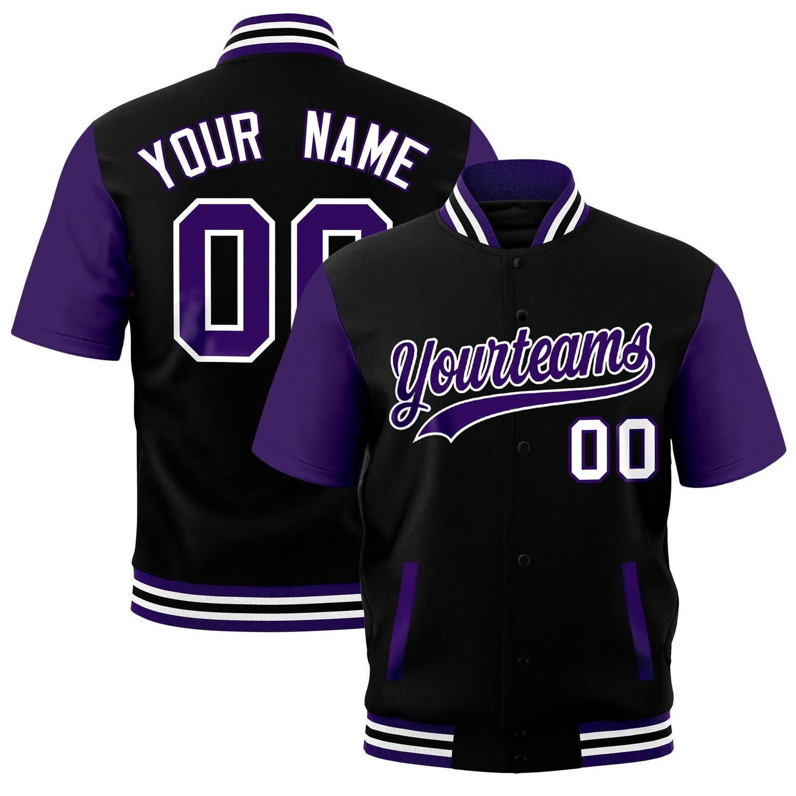 Custom Purple White Black Full-Snap Classic Style Jacket| KXKSHOP