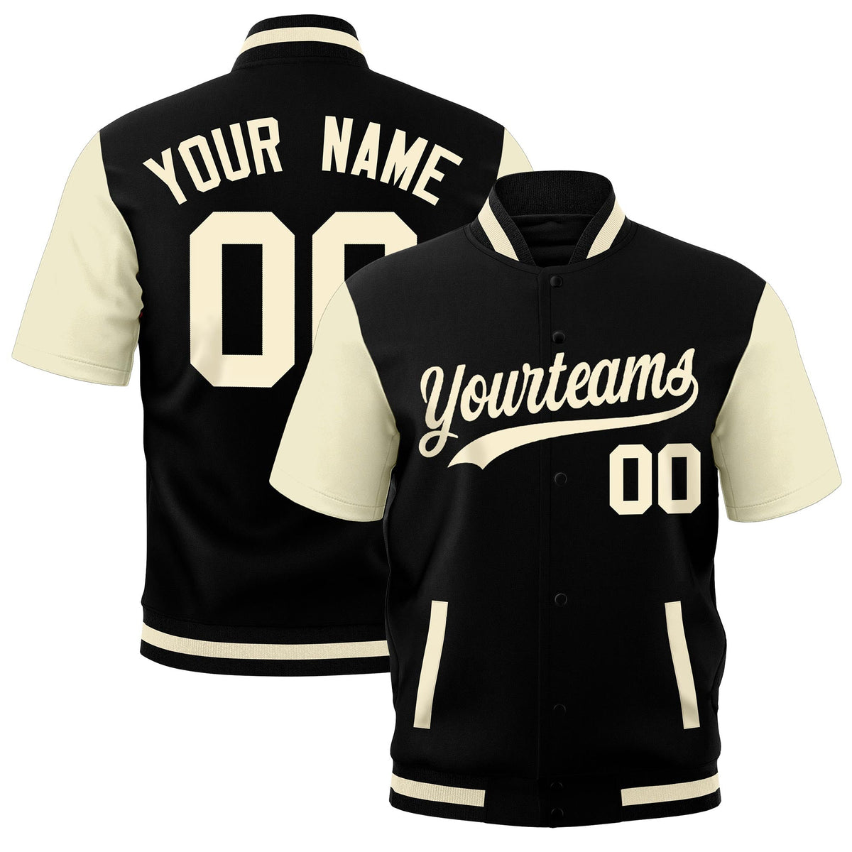 Custom Cream Black Full-Snap Classic Style Jacket| KXKSHOP