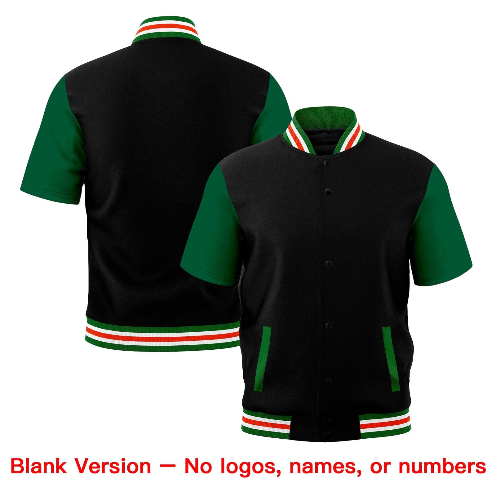 Custom Kelly Green White Orange Full-Snap Classic Style Jacket| KXKSHOP