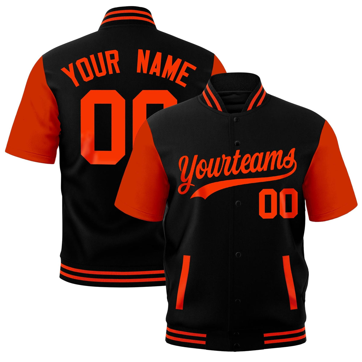 Custom Orange Black Full-Snap Classic Style Jacket| KXKSHOP