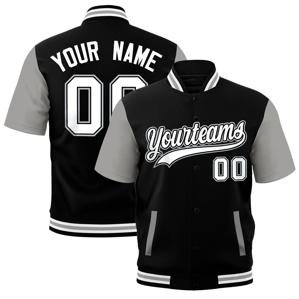 Custom Gray Black White Full-Snap Classic Style Jacket| KXKSHOP