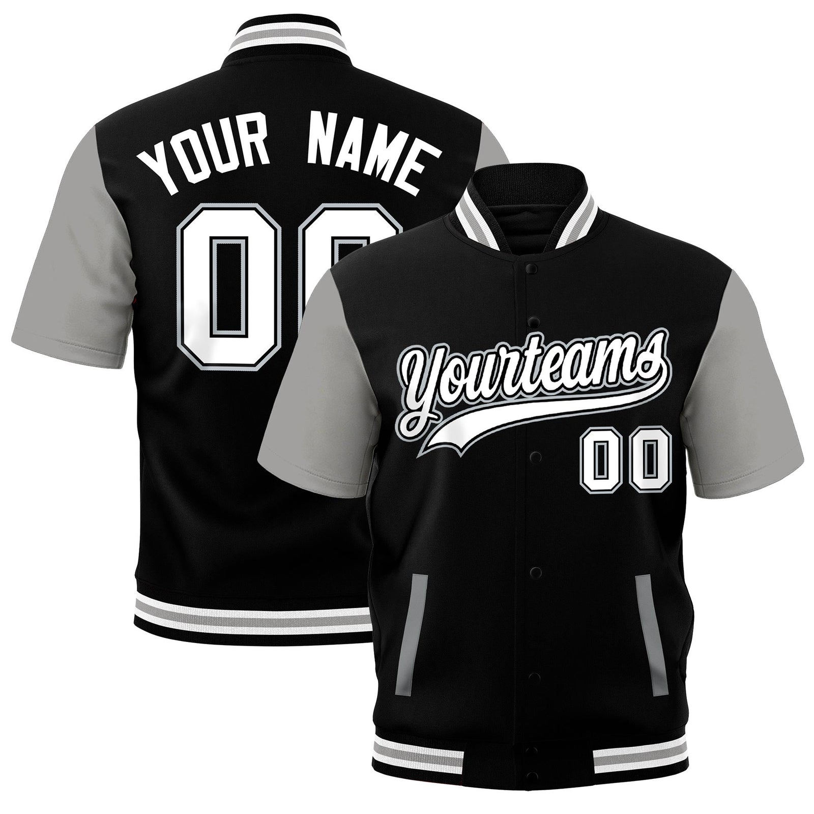 Custom Gray Black White Full-Snap Classic Style Jacket| KXKSHOP