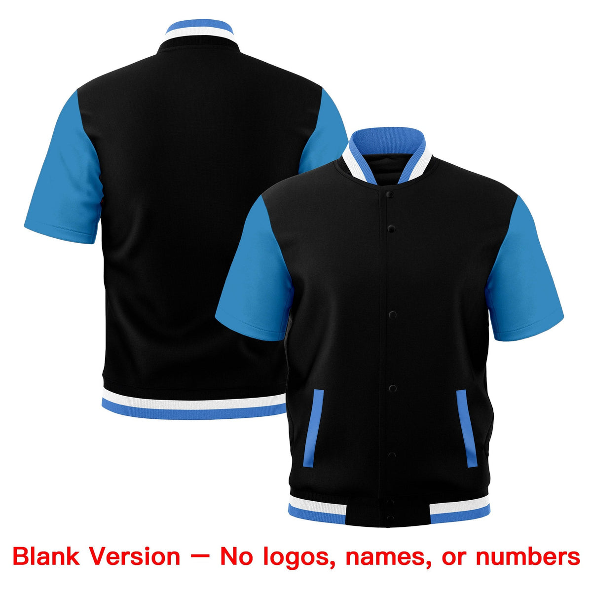 Custom Powder Blue Black White Full-Snap Classic Style Jacket| KXKSHOP