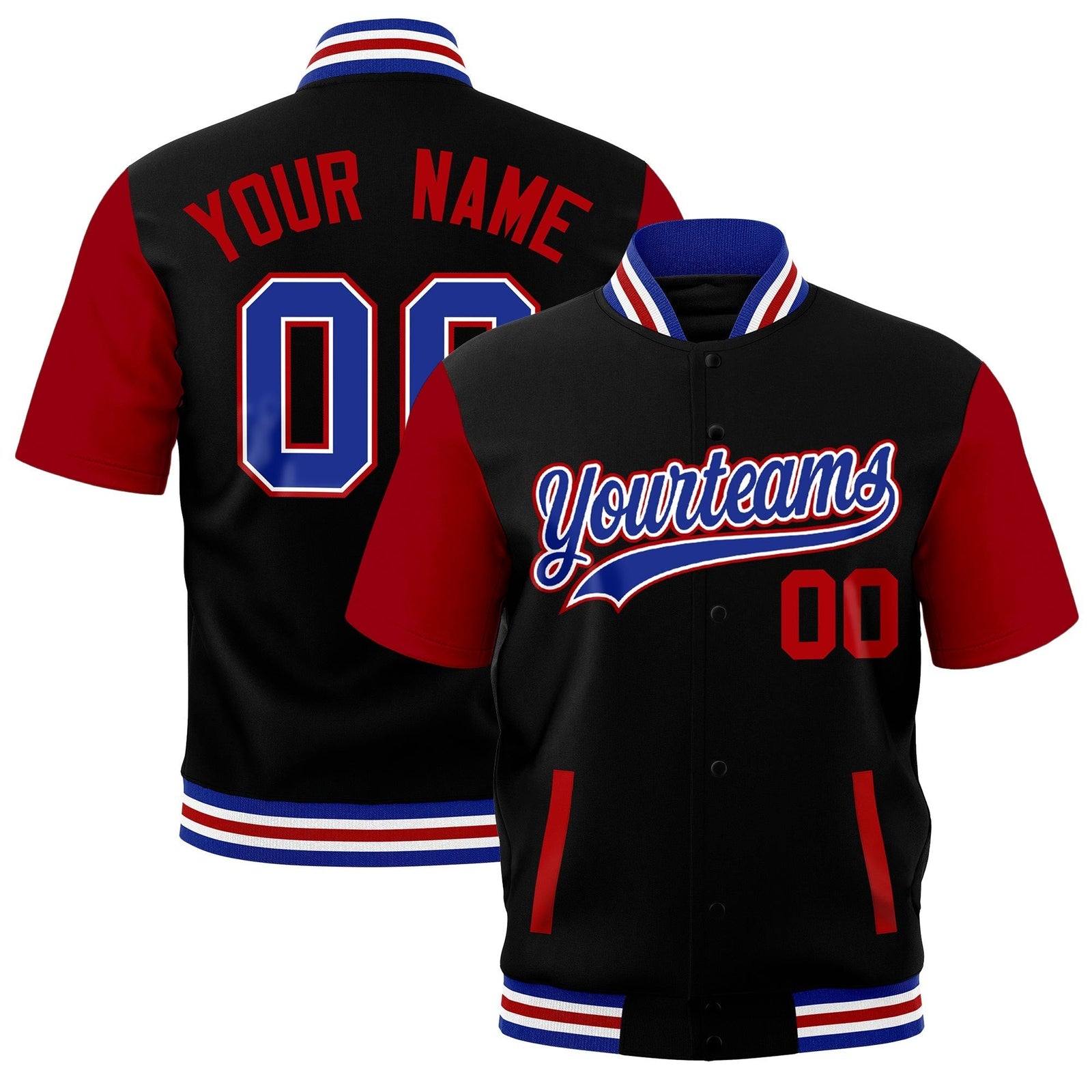 Custom Red Royal Blue White Full-Snap Classic Style Jacket| KXKSHOP